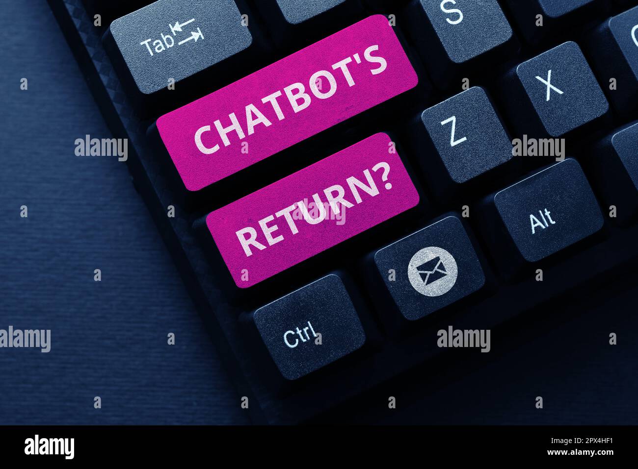 Conceptual caption Chatbot's Return, Word Written on program that communicate use text interface and AI Stock Photo