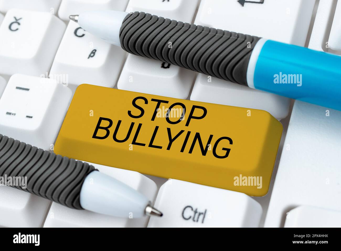 Sign displaying Stop Bullying, Word for Fight and Eliminate this Aggressive Unacceptable Behavior Stock Photo