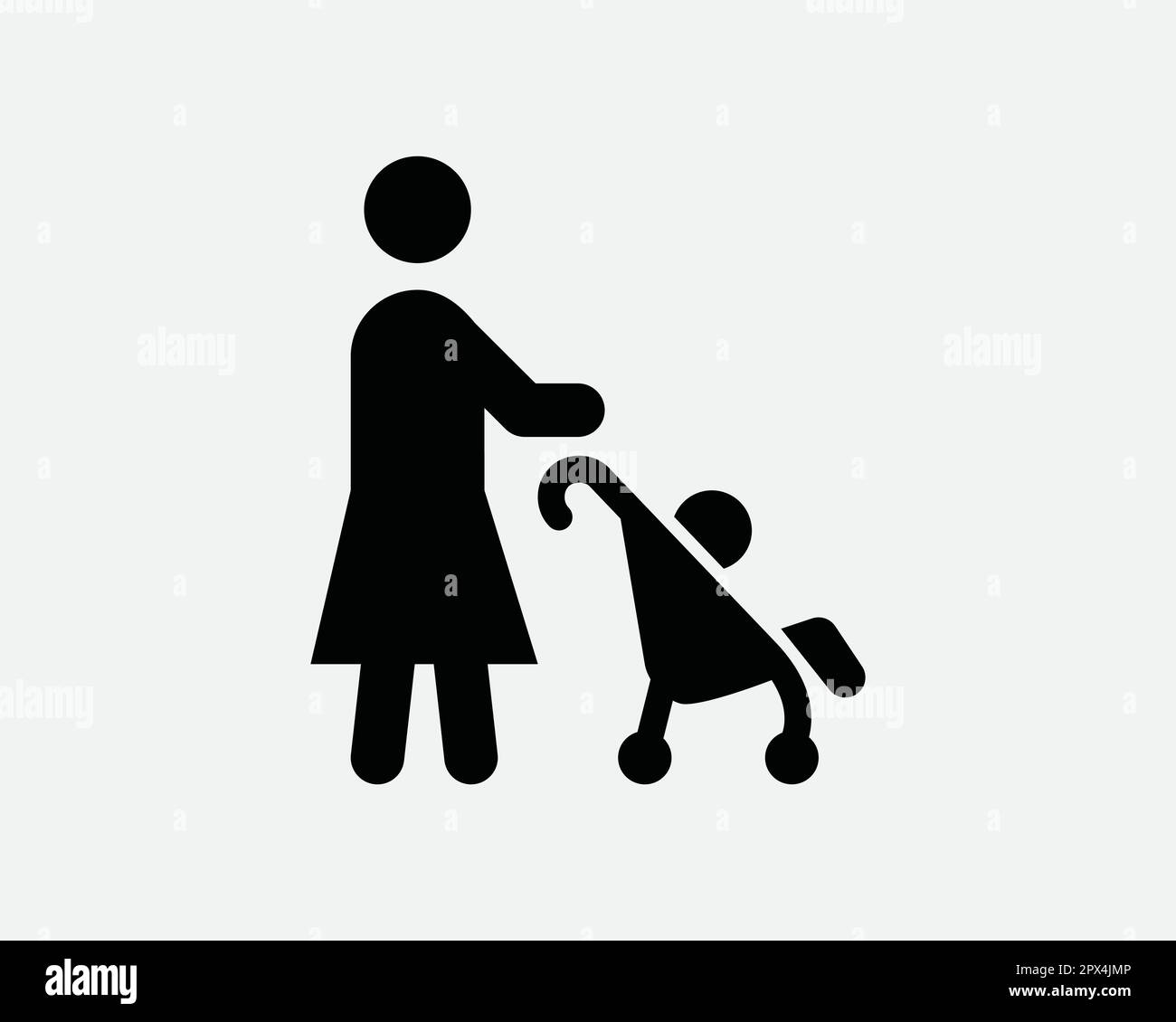 Pushing the pram Stock Vector Images Alamy