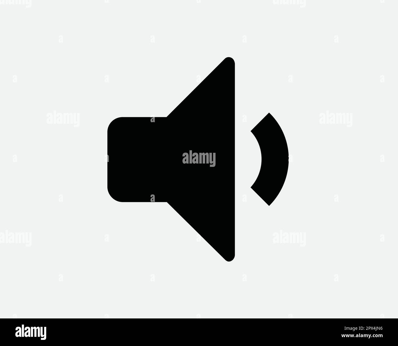 Low Volume Icon. Lower Down Music Stereo Radio Megaphone Symbol. Adjust Audio Speaker Sign. Black and White Vector Graphic Illustration Clipart Cricut Stock Vector