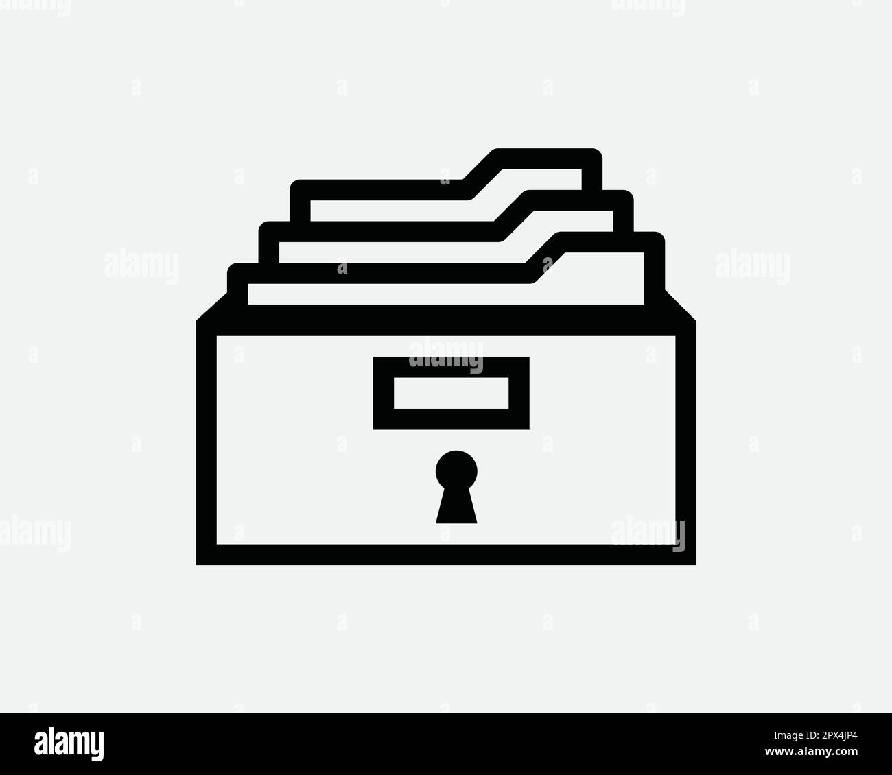 Lock Secure Folder Line Icon. Security Secret Safety Confidential Information Drawer Symbol. Archive Storage File Sign Linear Vector Graphic Clipart Stock Vector