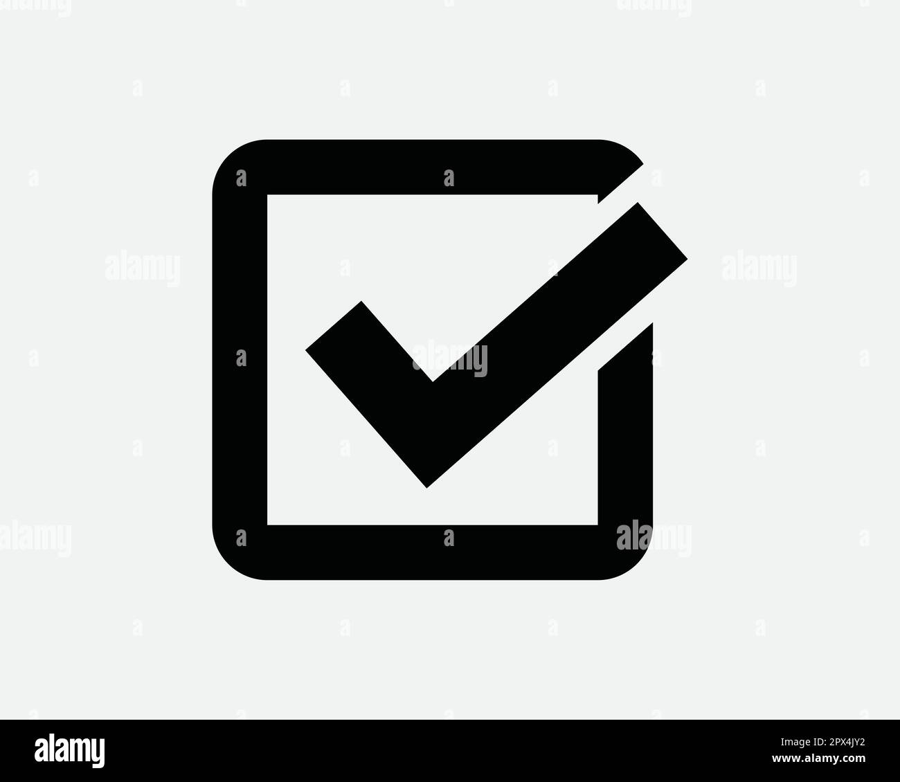 Checkbox Icon. Black Tick Mark Check Box Accept Checklist Approved Voting Poll Confirm Sign Symbol Artwork Graphic Illustration Clipart Vector Cricut Stock Vector