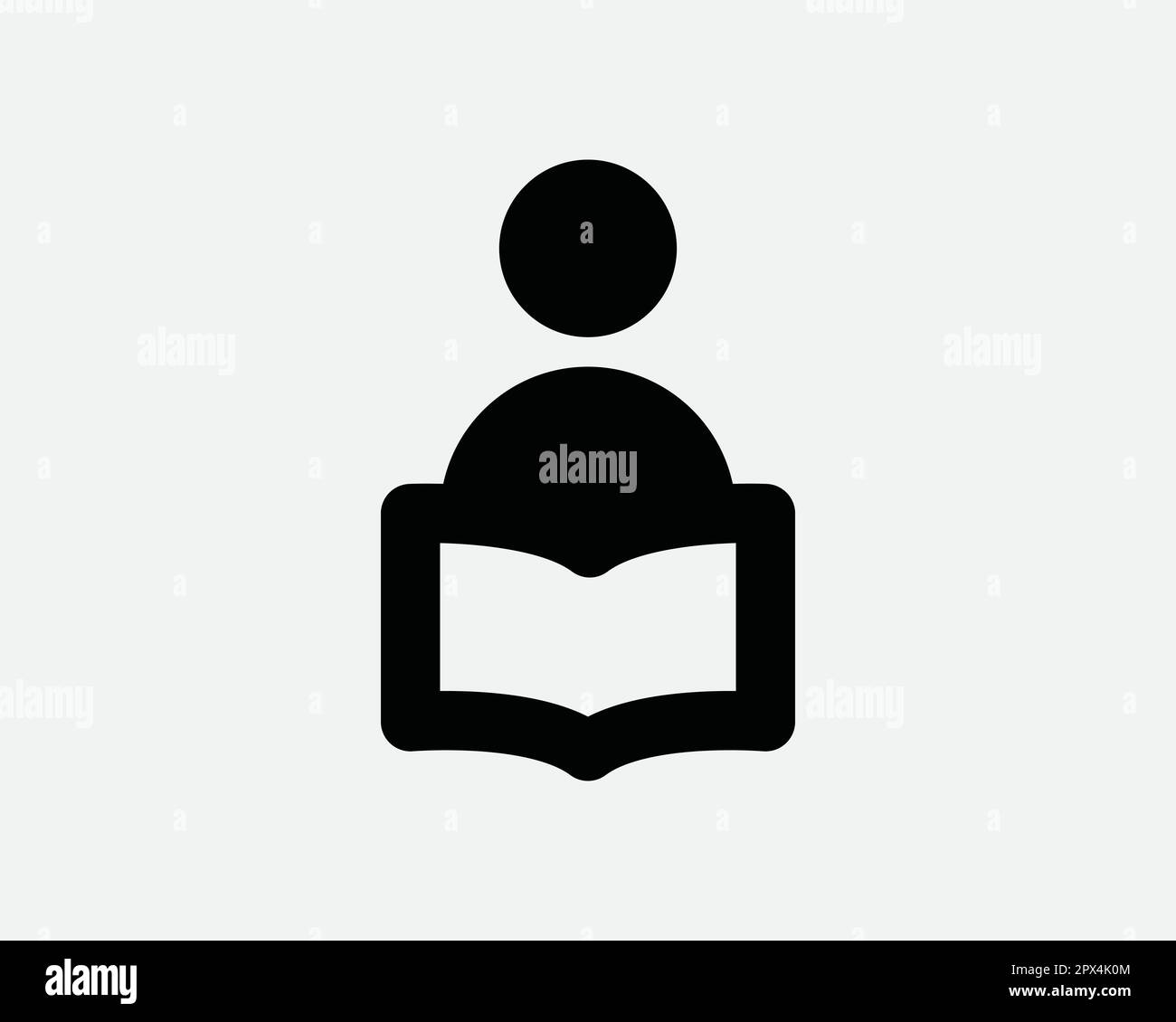 Read Reading Book Black Icon. Man Student Boy Person Studying Library College School Sign Symbol. Vector Graphic Illustration Clipart Cricut Cutout Stock Vector