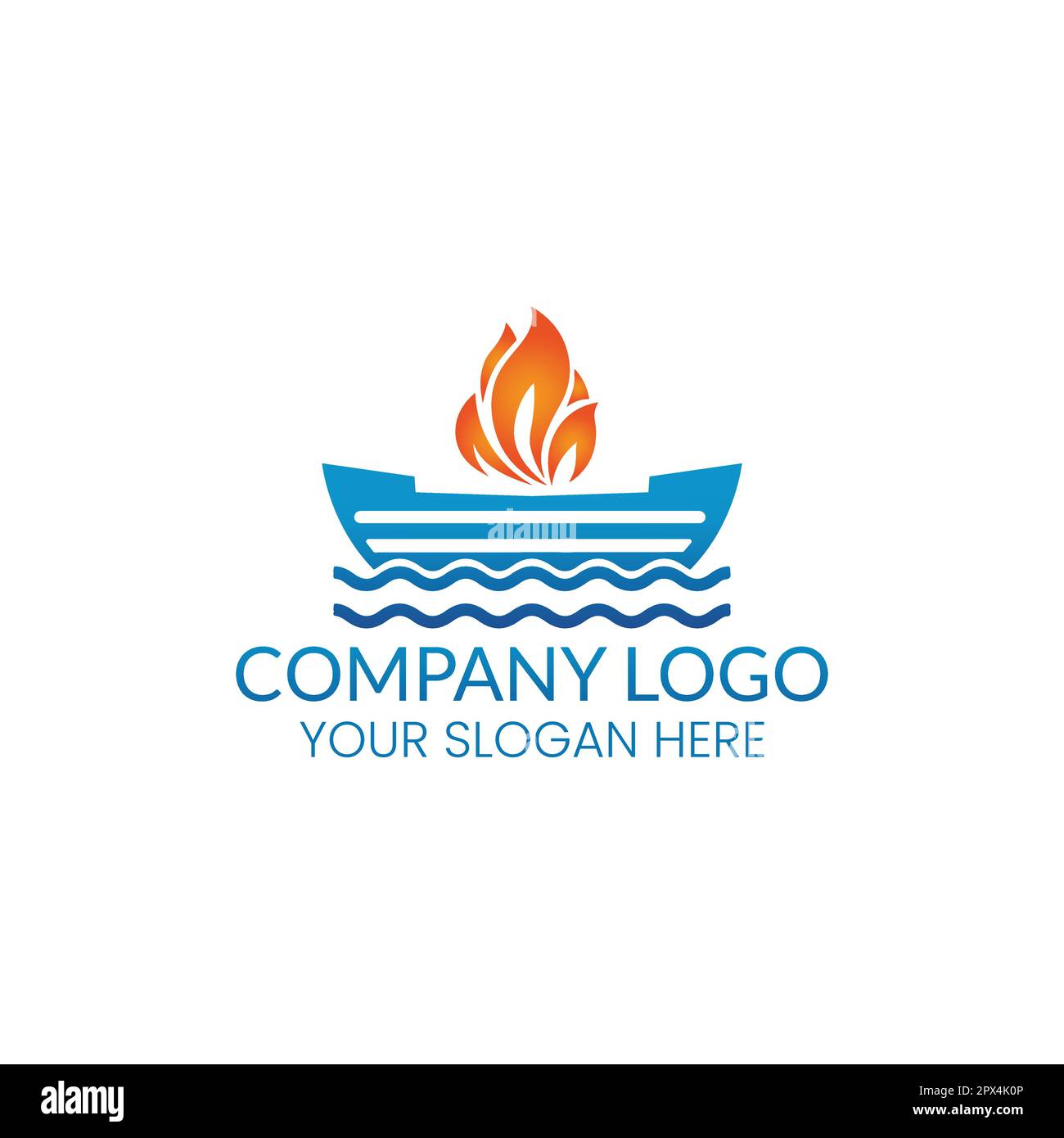 ship and fire logo vector template Stock Vector
