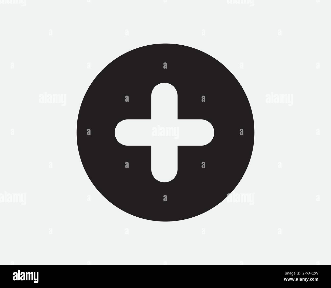 Plus Sign Cross Icon First Aid Add Addition Math Circle Round Hospital Symbol Black and White Vector Artwork Clipart Illustration Stock Vector