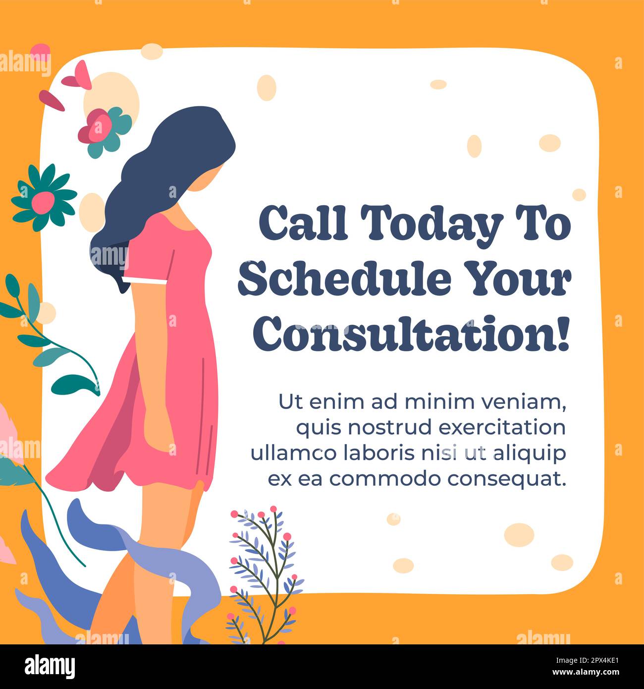Call today to schedule your consultation banner Stock Vector
