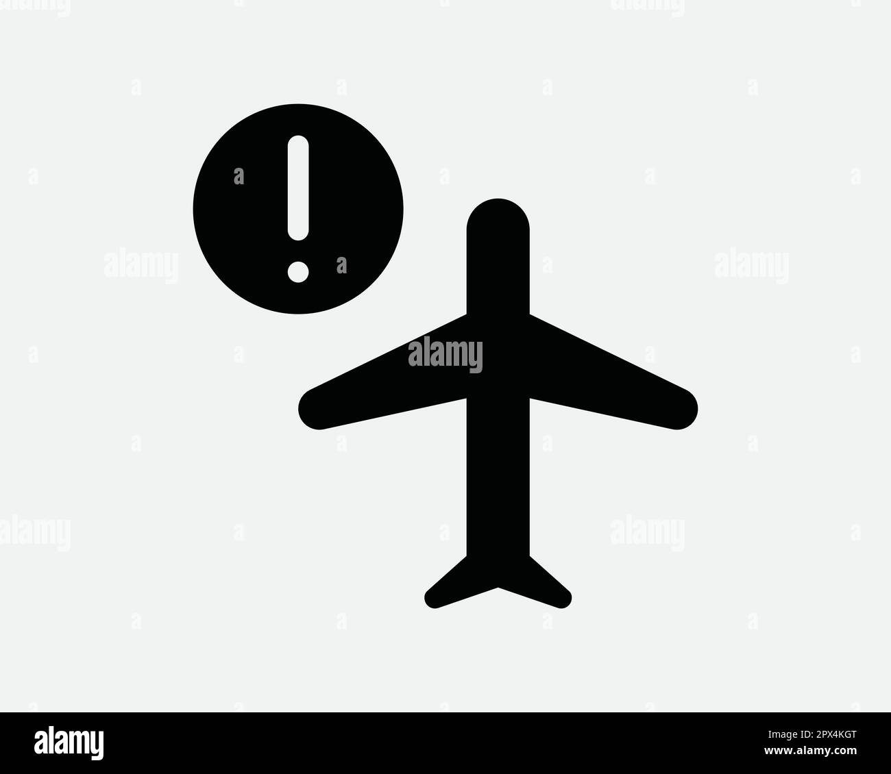 Airplane Air Plane Aircraft Error Problem Issue Warning Notice Delay Late Black and White Icon Sign Symbol Vector Artwork Clipart Illustration Stock Vector