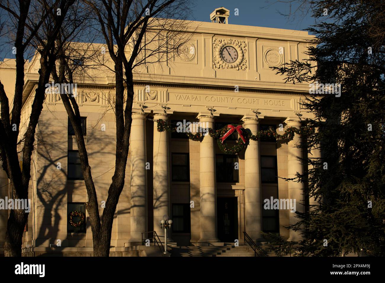Prescott, Arizona, USA January 9, 2022 Sunset light shines on the