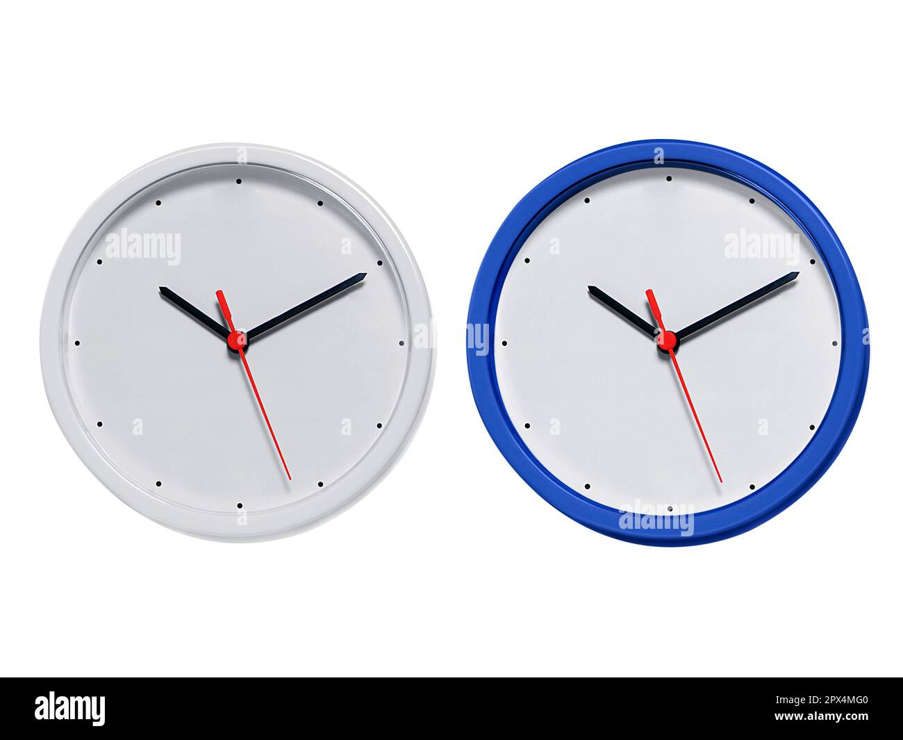 Round wall clock on white background Stock Photo - Alamy