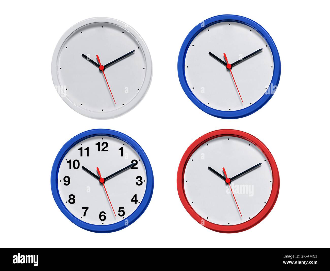 Round wall clock on white background Stock Photo - Alamy