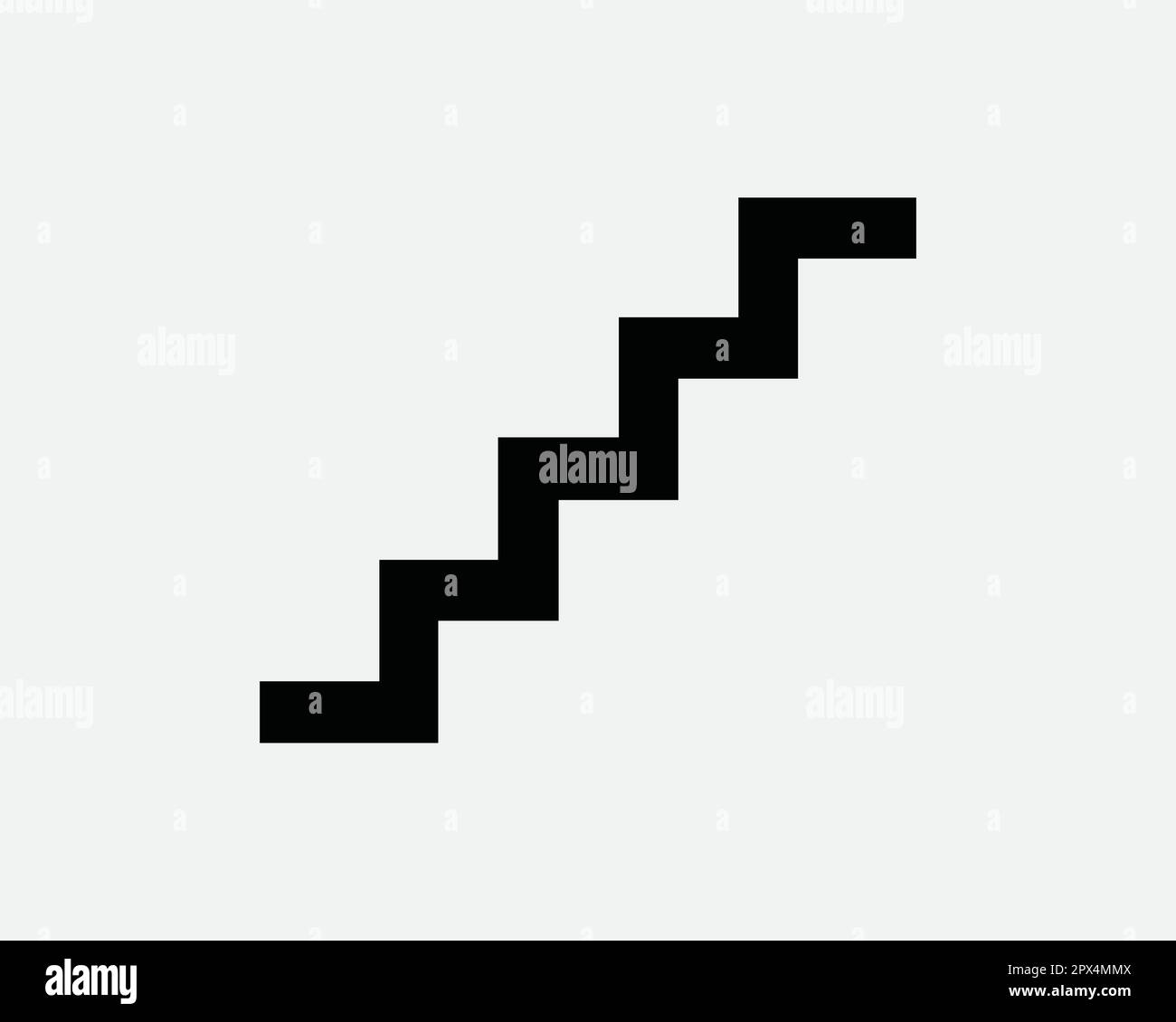 Stairs Icon Sign Symbol. Staircase Step Ladder Stairway Stairwell Climb Up Down Accend Decend Walkway Path Artwork Graphic Illustration Clipart Vector Stock Vector