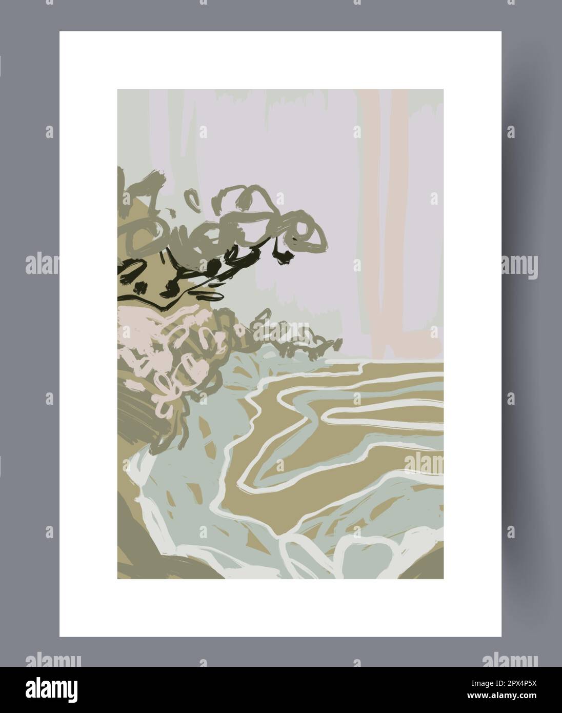 Landscape river minimalism nature wall art print Stock Vector Image & Art Alamy