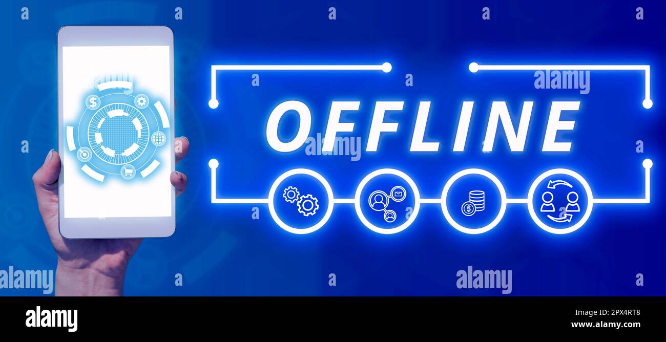 Inspiration showing sign Offline, Concept meaning Not having directly