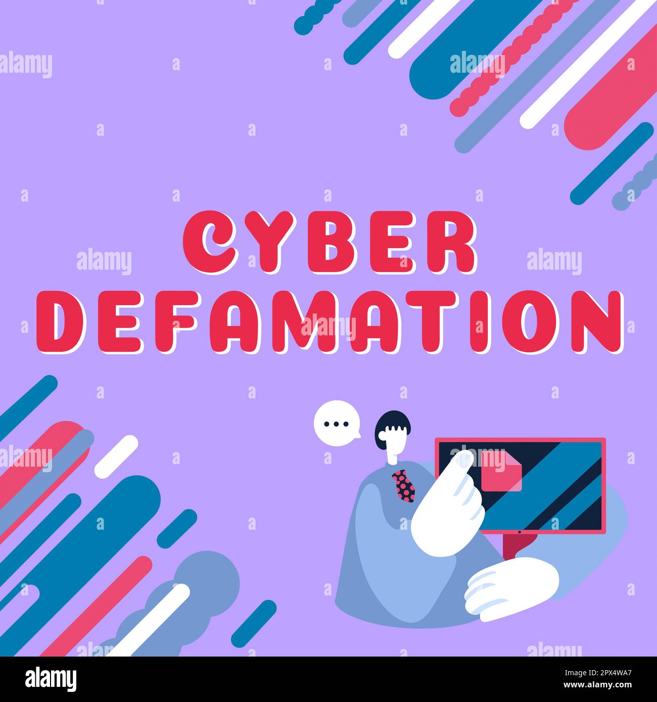 Writing displaying text Cyber Defamation, Word for slander conducted via digital media usually by Internet Stock Photo