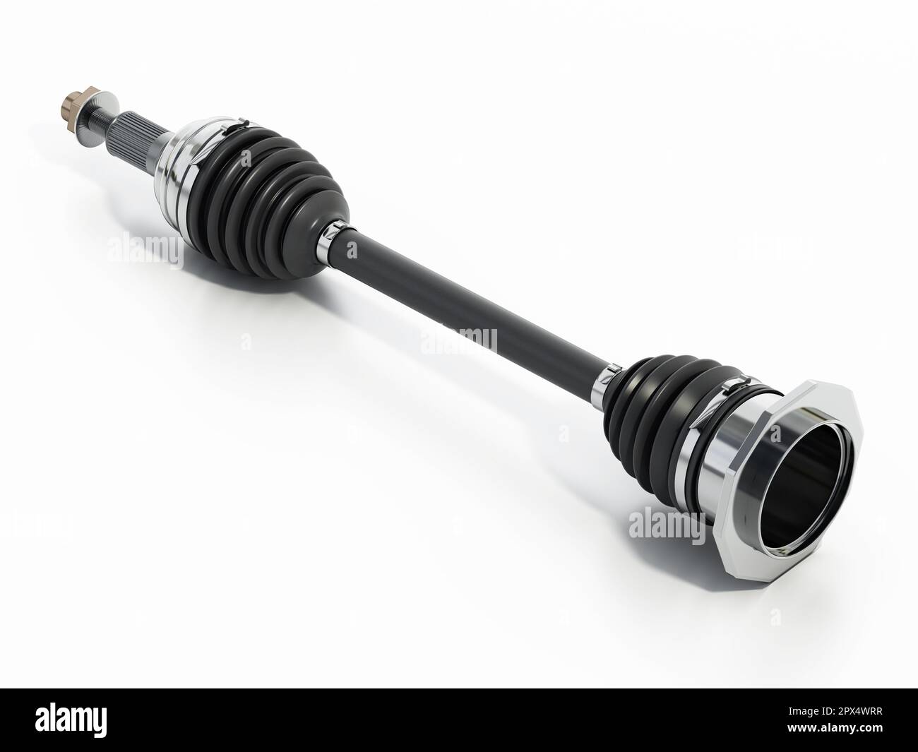 Car front axle shaft isolated on white background. 3D illustration