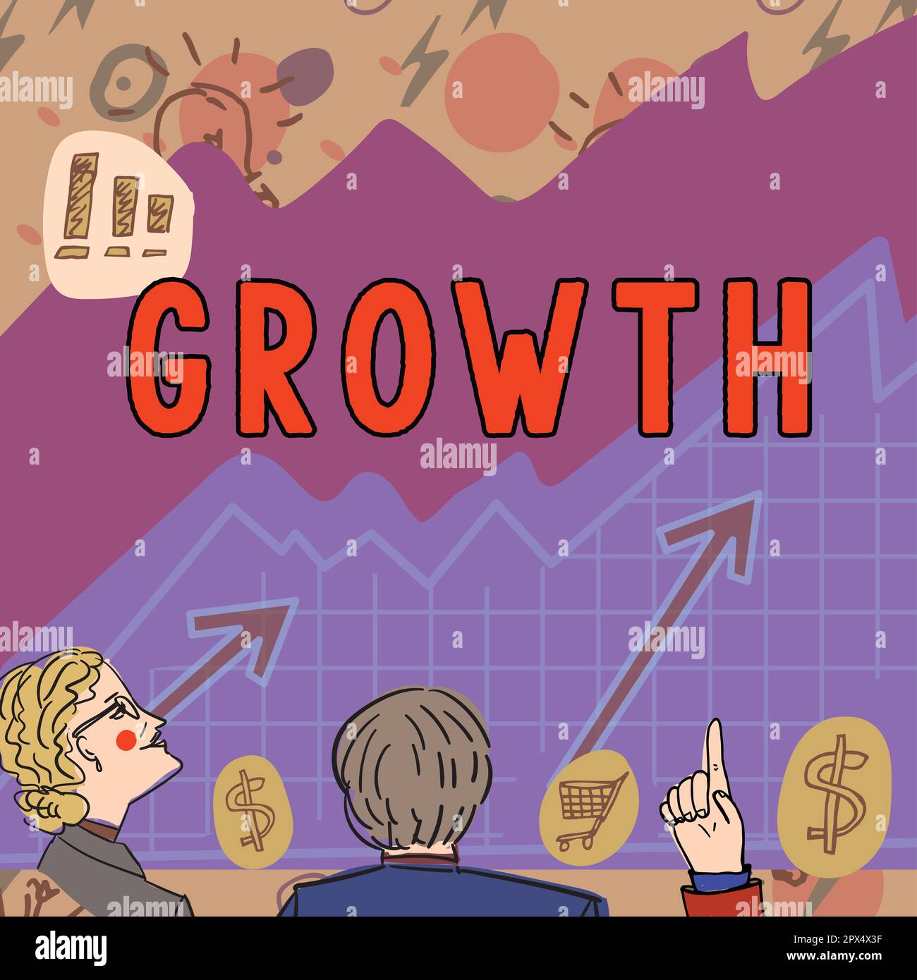 Sign displaying Growth, Word Written on process of increasing in size ...