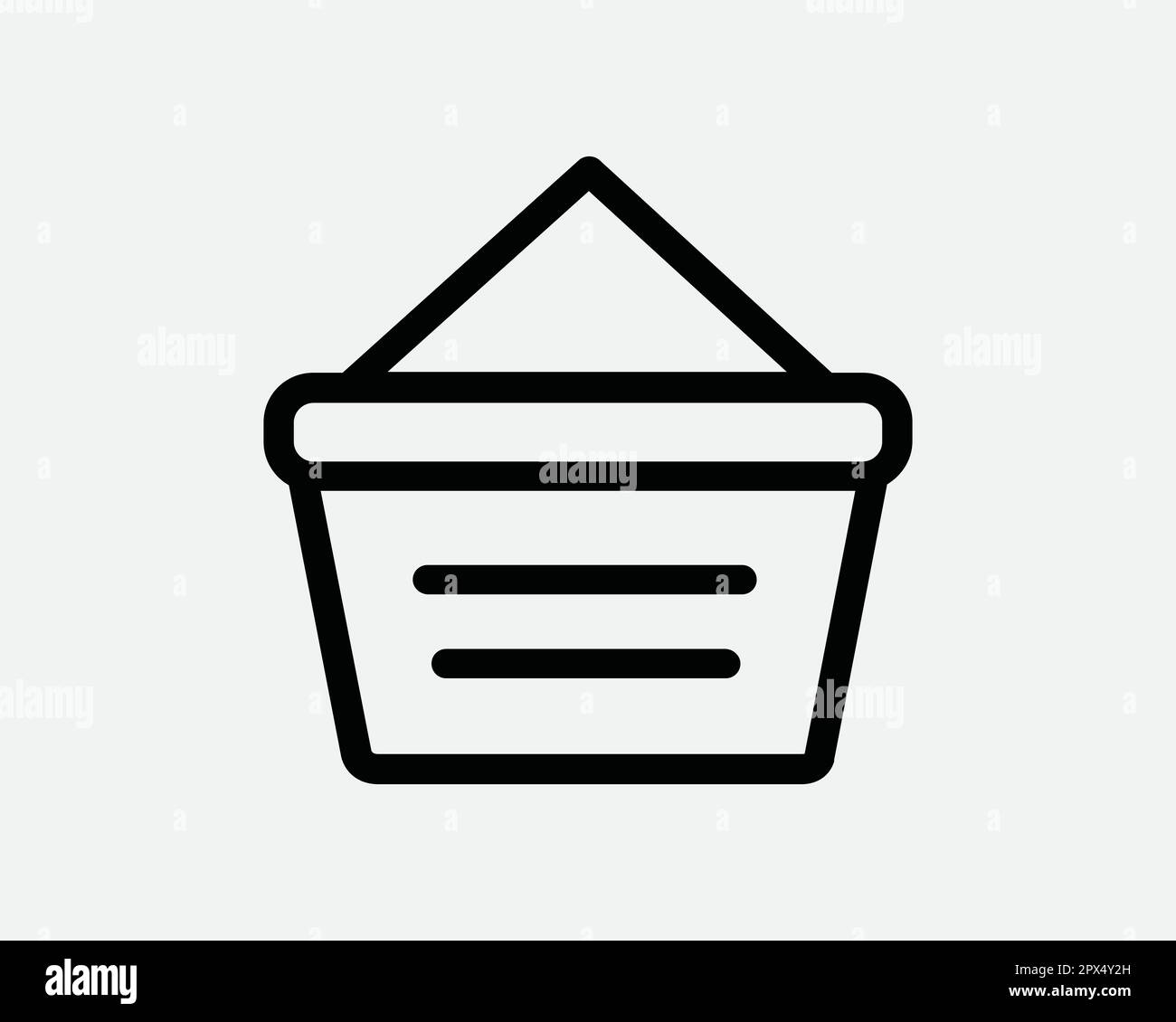 Basket Line Icon. Checkout Cart Online Shopping Linear Symbol. Sale Market Grocery Retail Shop Sign. Black Thin Vector Graphic Illustration Clipart Stock Vector