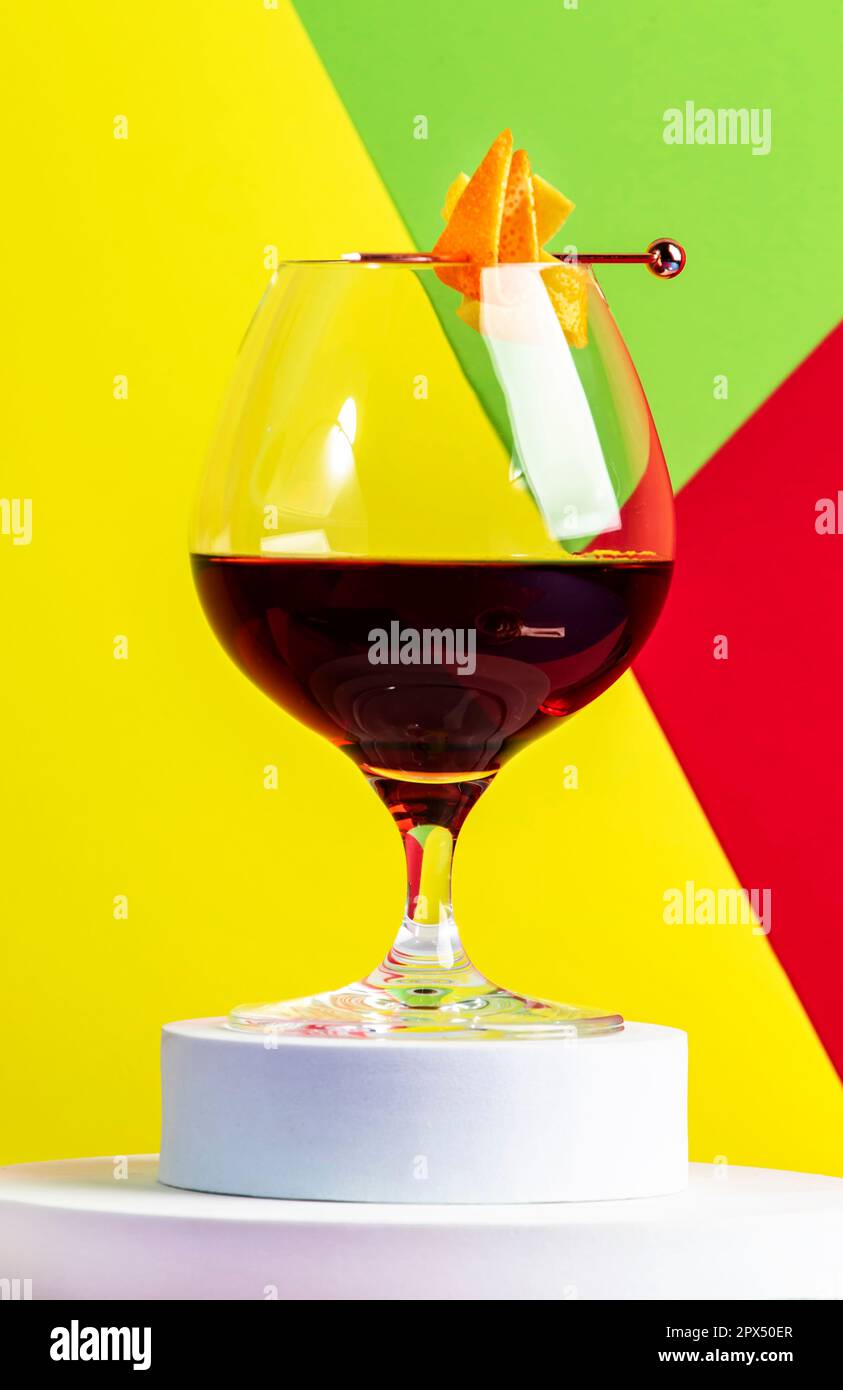 Martinique cocktail drink with golden rum, red vermouth, liqueur