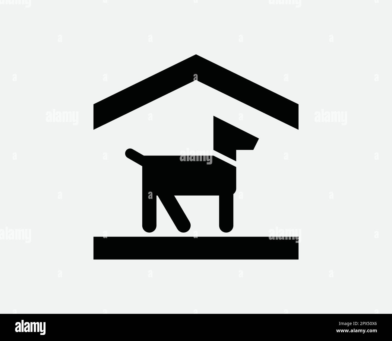 Dog Shelter Icon. Canine Animal Home House Boarding Hut Cabin Symbol. Indoor Pet Adoption Care Center Sign Vector Graphic Illustration Clipart Cricut Stock Vector