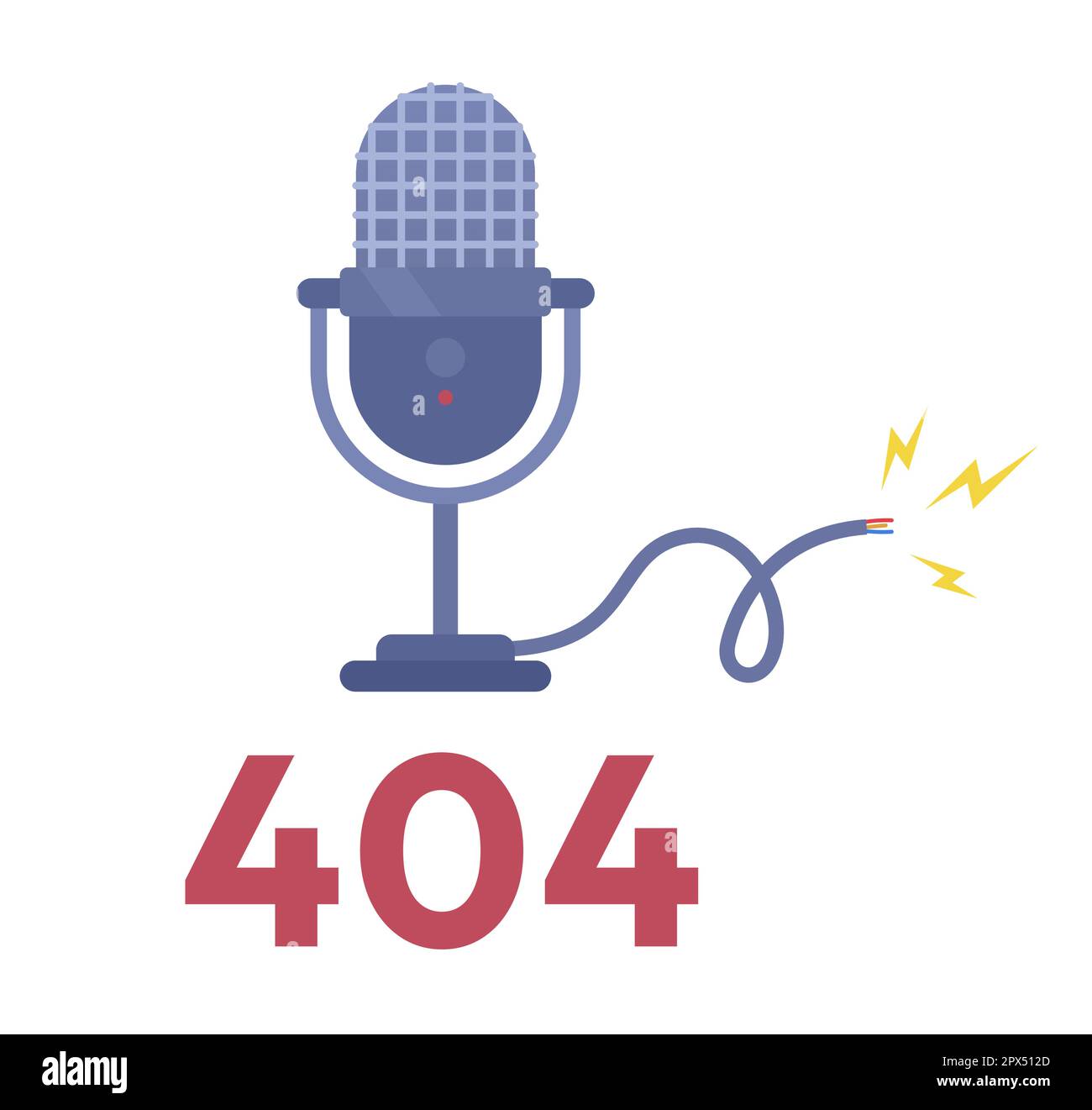 Microphone damage 404 page not found illustration Stock Vector