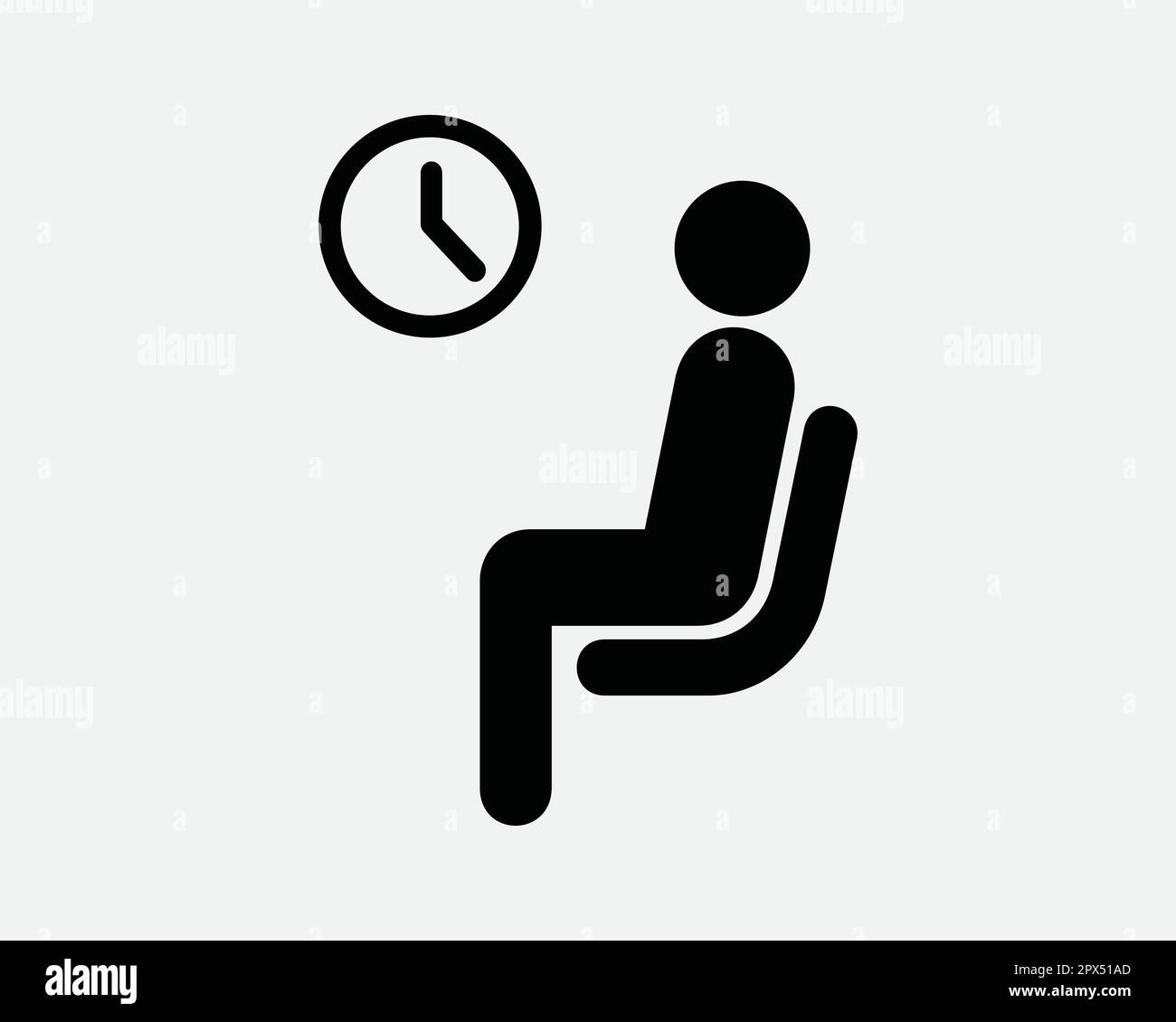 Waiting Room Icon. Man Sit on Chair Lounge Wait Area Airport Hospital Office Patience Sign Symbol Artwork Graphic Illustration Clipart Vector Cricut Stock Vector
