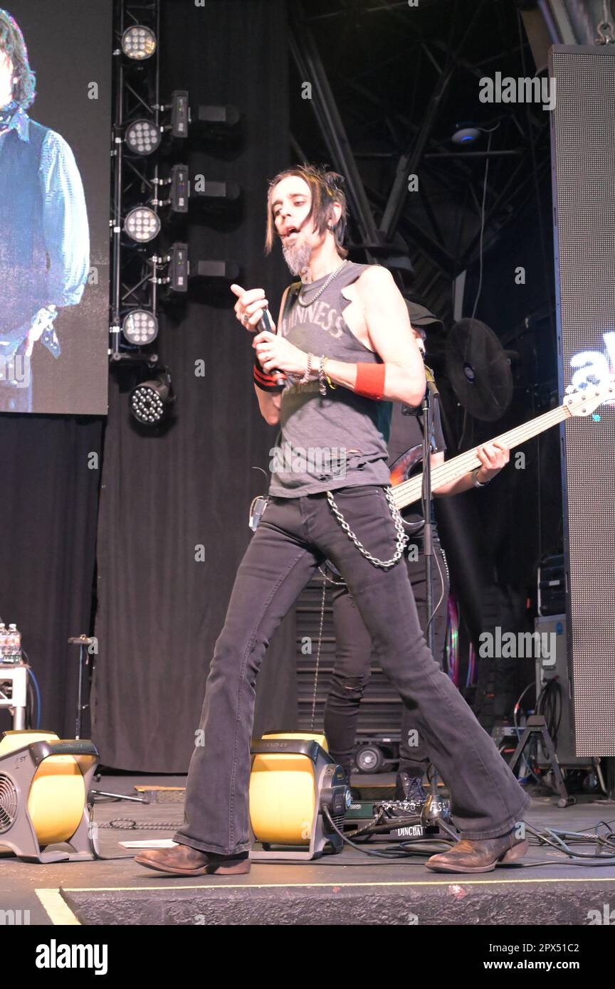 A rock band alter ego on stage at Fremont Street in Las Vegas Stock