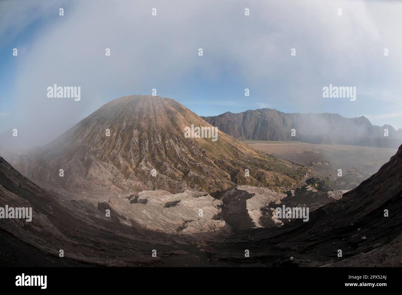 Smoke from Mount Bromo and Mount Batok, Bromo Tengger Semeru National ...