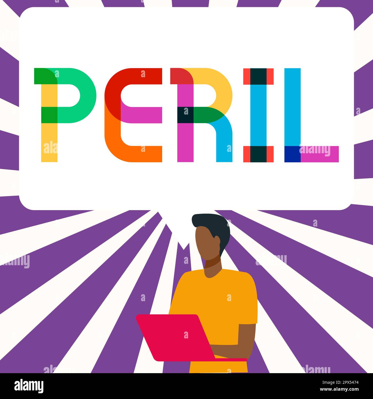 Text caption presenting Peril, Word Written on indicates something