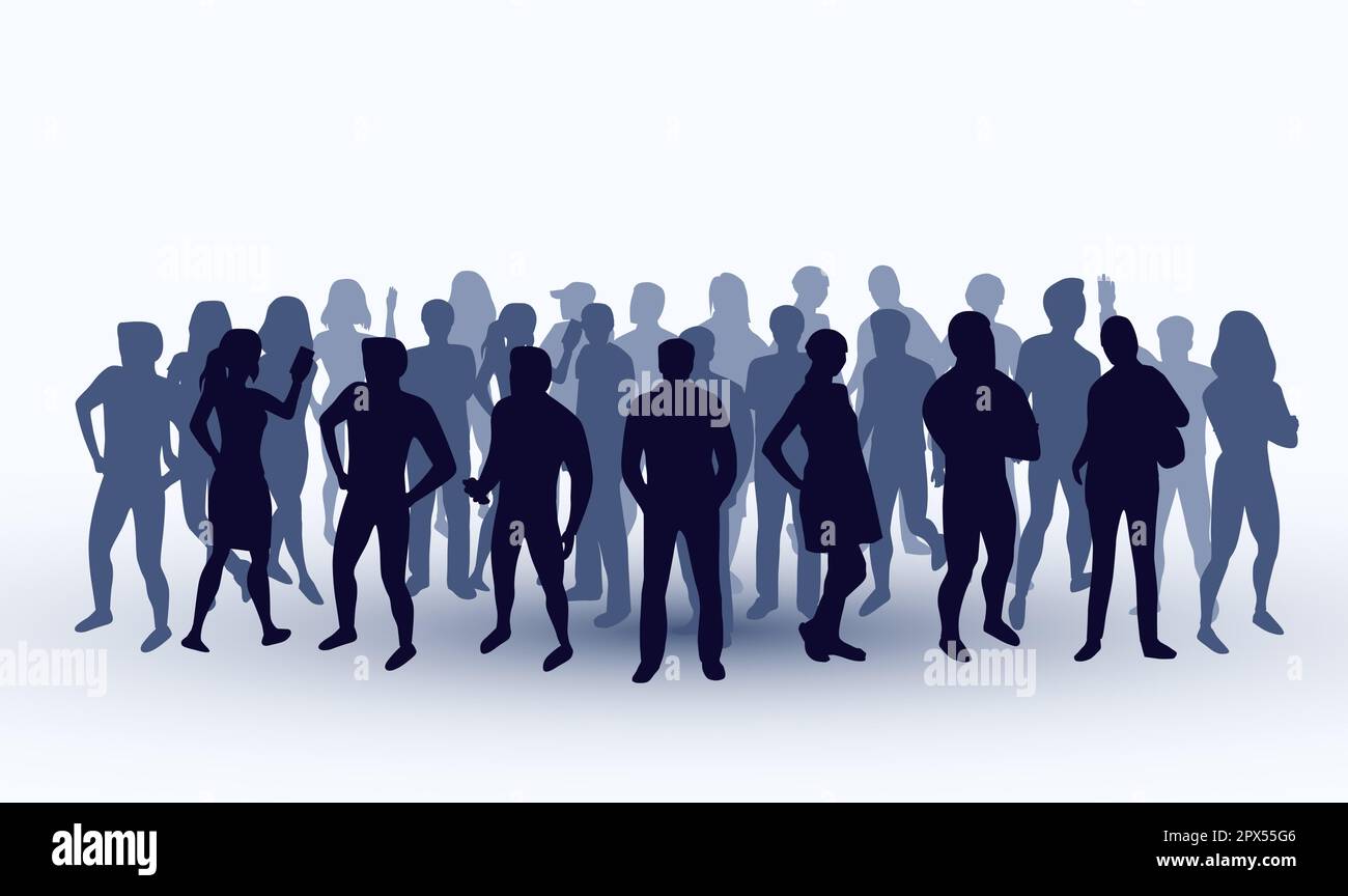 Group of people silhouette. Teamwork concept. Vector illustration Stock ...