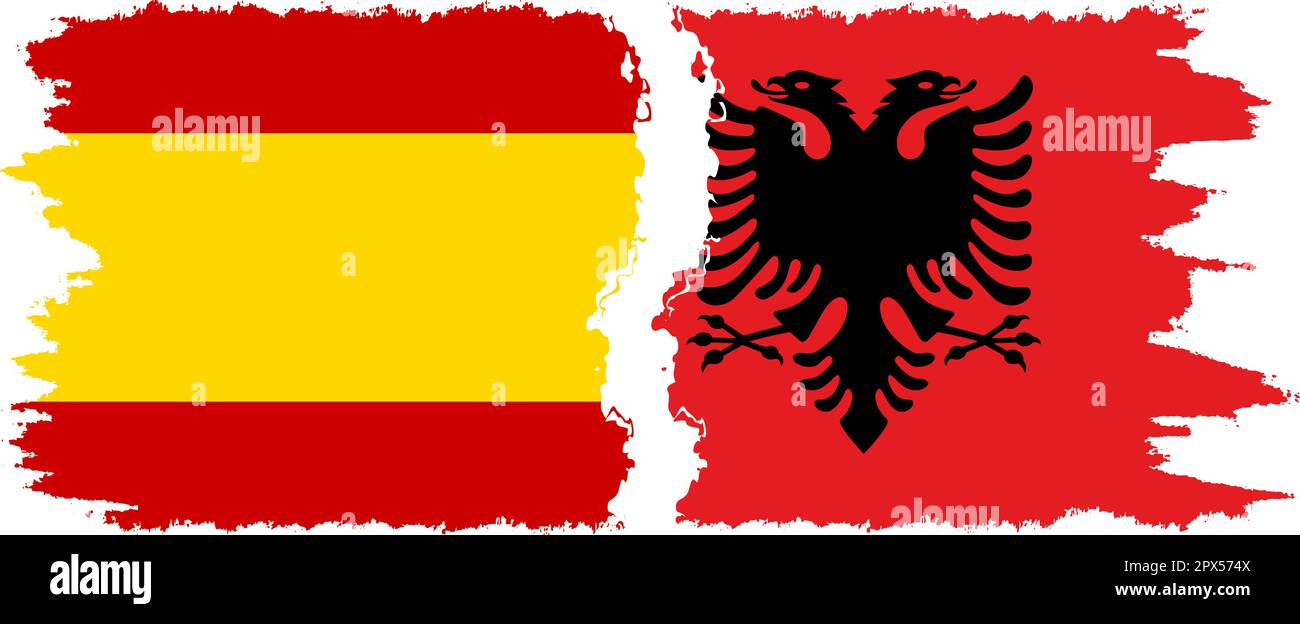 Albania and Spain grunge flags connection, vector Stock Vector Image