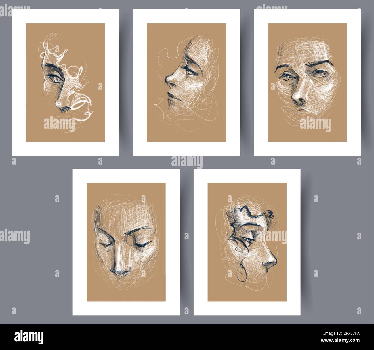 Portrait girl femininity face wall art print Stock Vector Image & Art ...