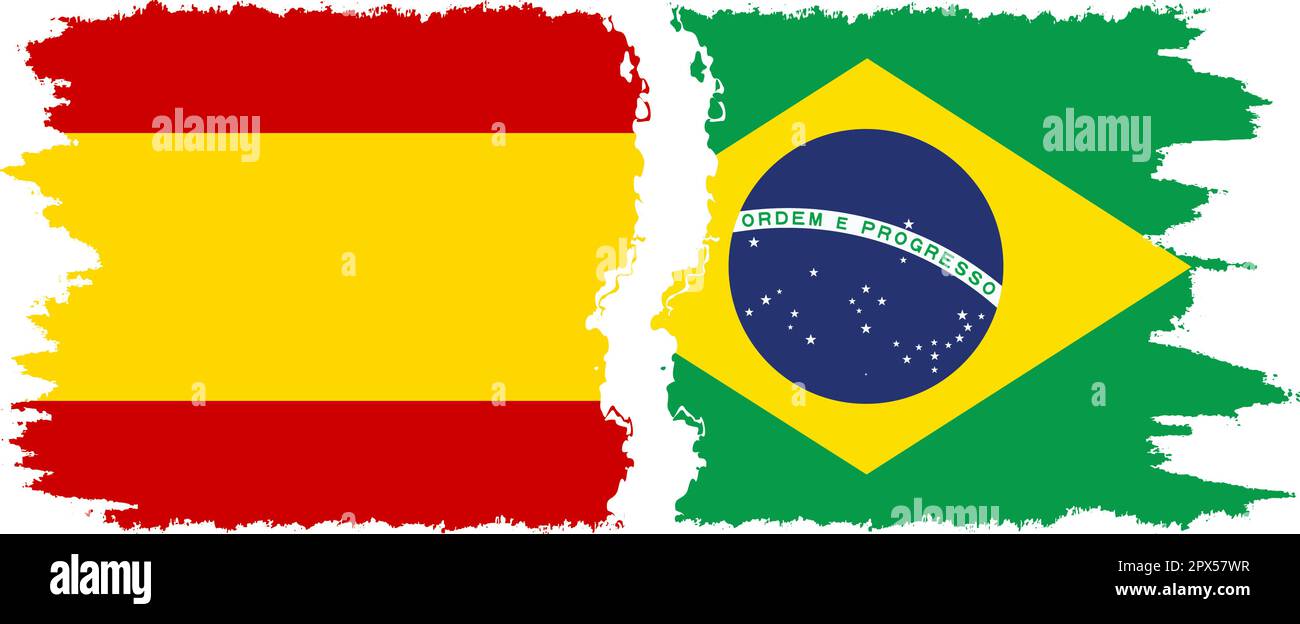 Brazil and Spain grunge flags connection, vector Stock Vector Image