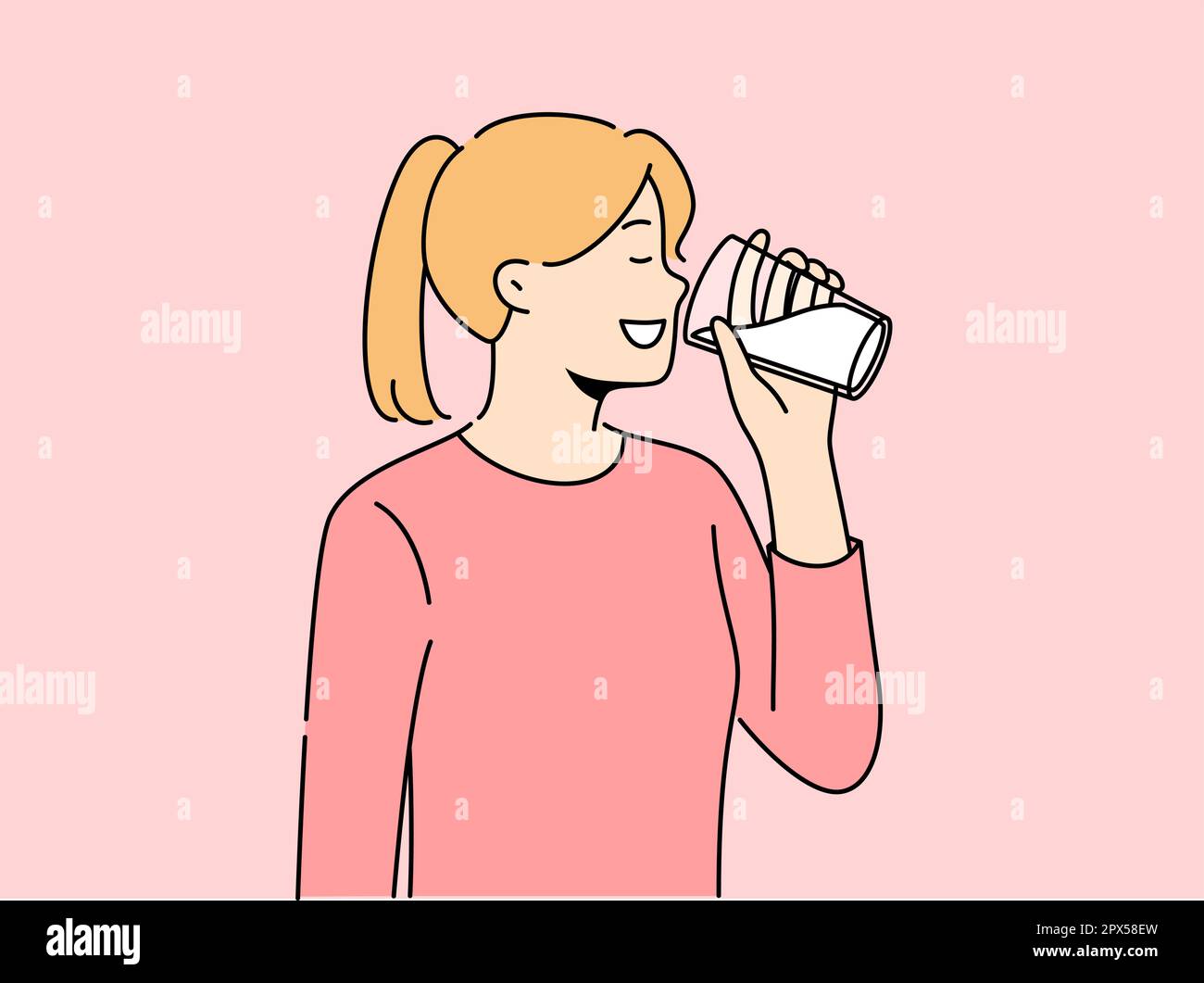 Girl Drinking Milk Shake Stock Vector Images Alamy girl-drinking-milk-shake-stock-vector-images-alamy