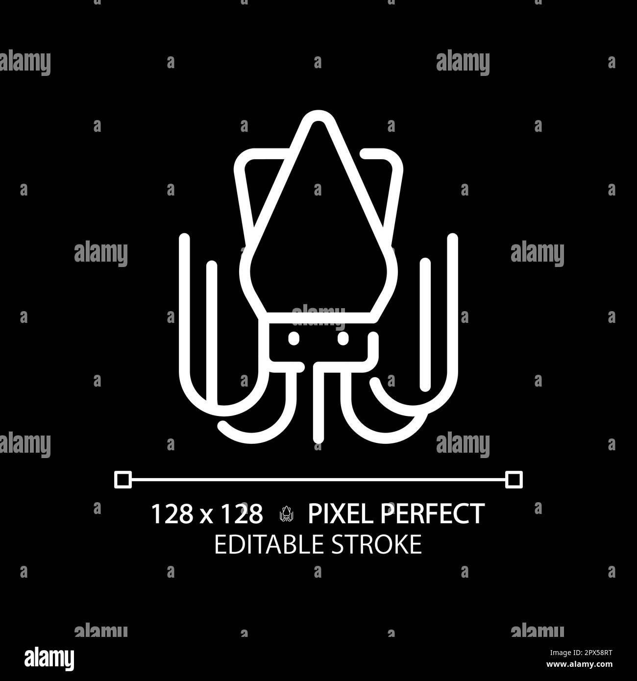 Seafood pixel perfect white linear icon for dark theme Stock Vector ...