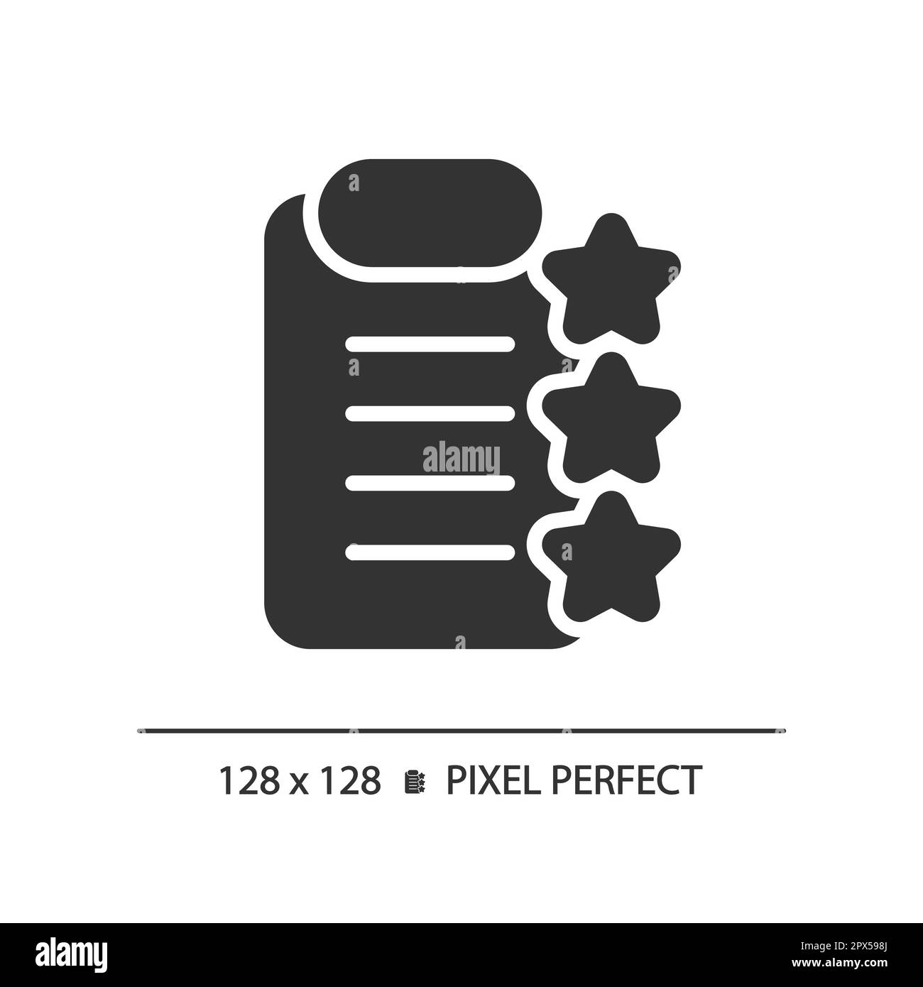 Clipboard with stars pixel perfect black glyph icon Stock Vector Image ...