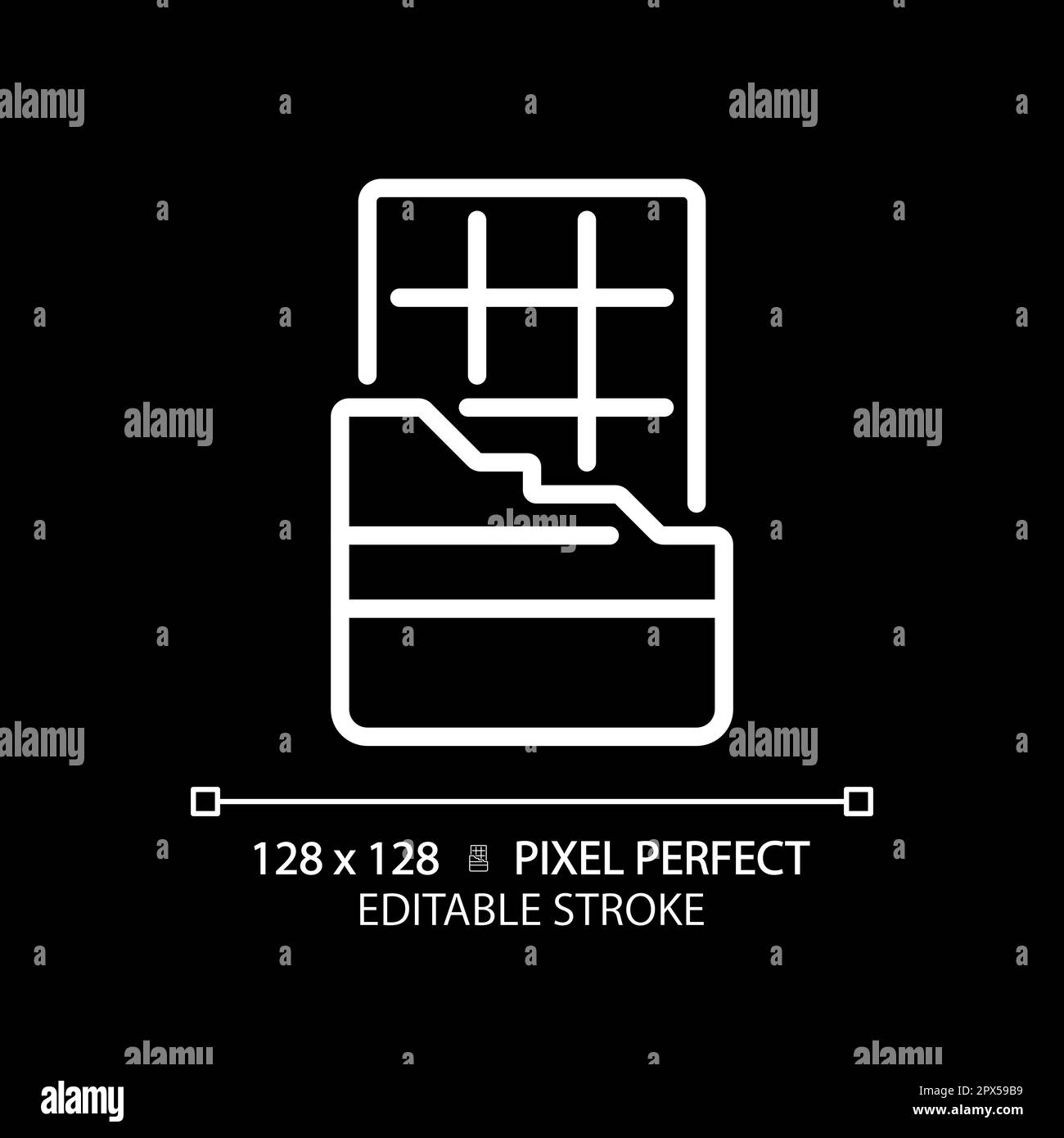 Chocolate bar pixel perfect white linear icon for dark theme Stock ...