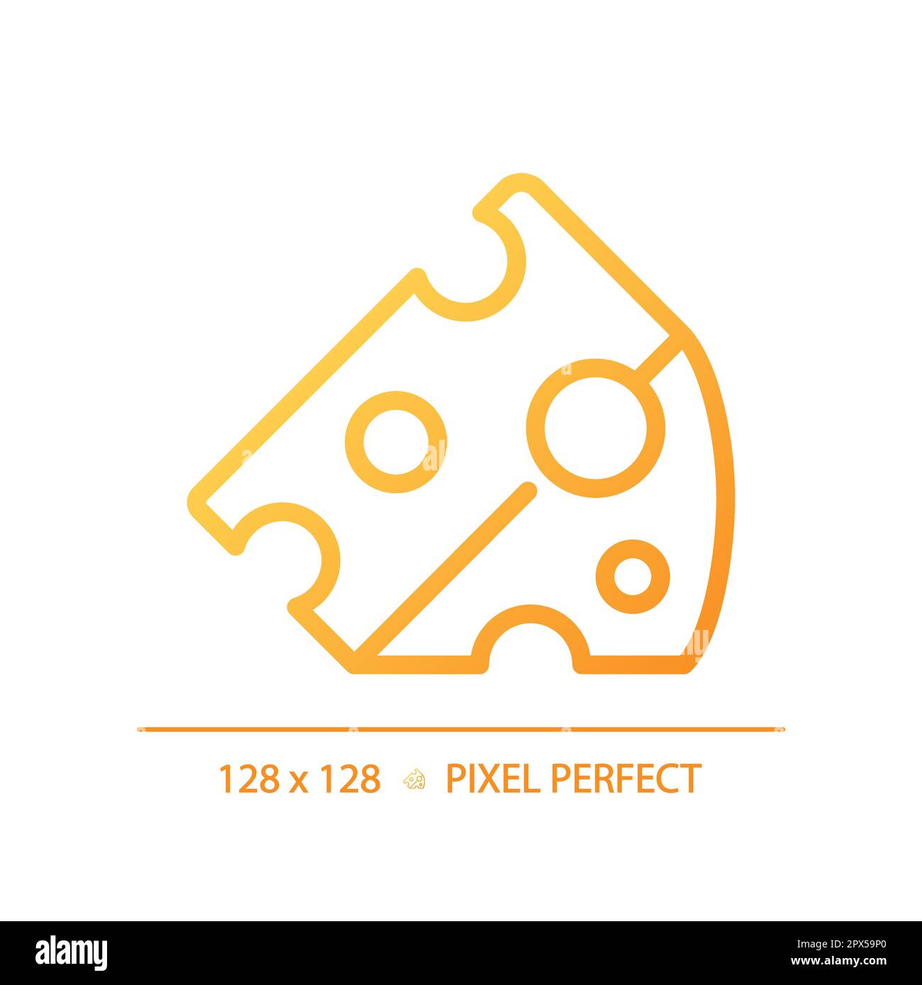 Cheese pixel perfect gradient linear vector icon Stock Vector