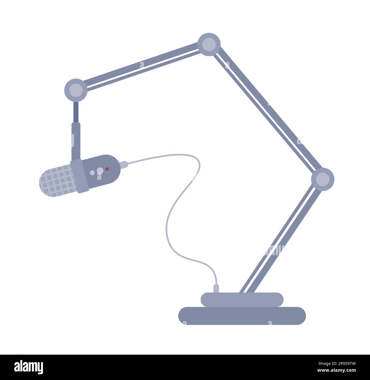 Adjustable stand with microphone semi flat color vector object Stock Vector