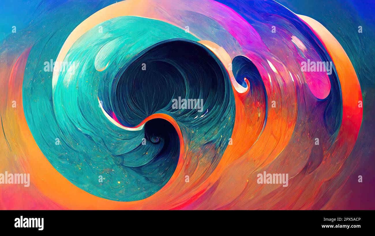 Fractal colourful background with abstract graphic shapes - Artificial Art Stock Photo