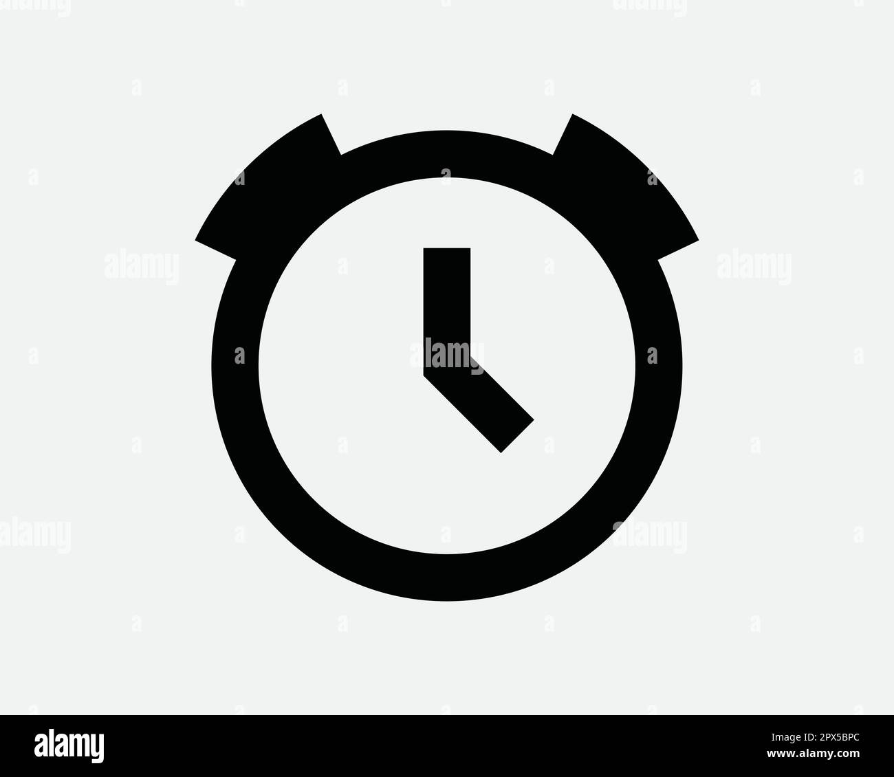 Alarm Clock Line Icon. Time Timer Watch Stopwatch Reminder Sign. Retro Vintage Classic Analogue Symbol Black Vector Graphic Illustration Clipart Cricu Stock Vector