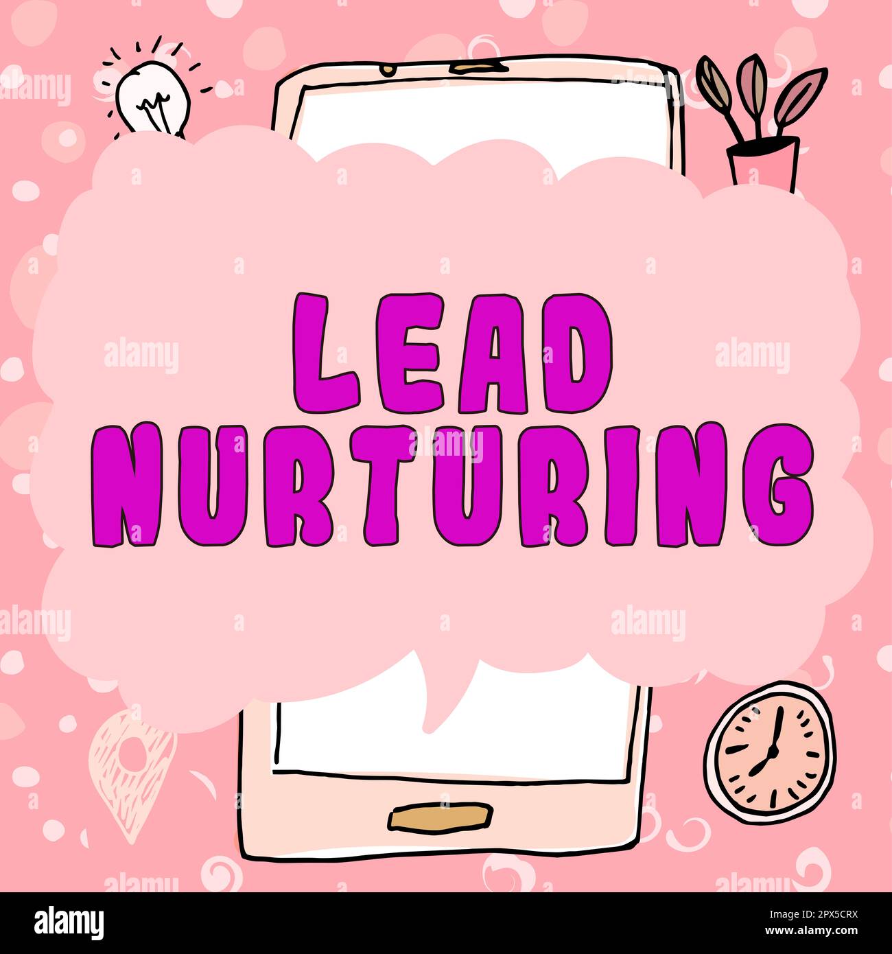 Hand writing sign Lead Nurturing, Concept meaning method of building a