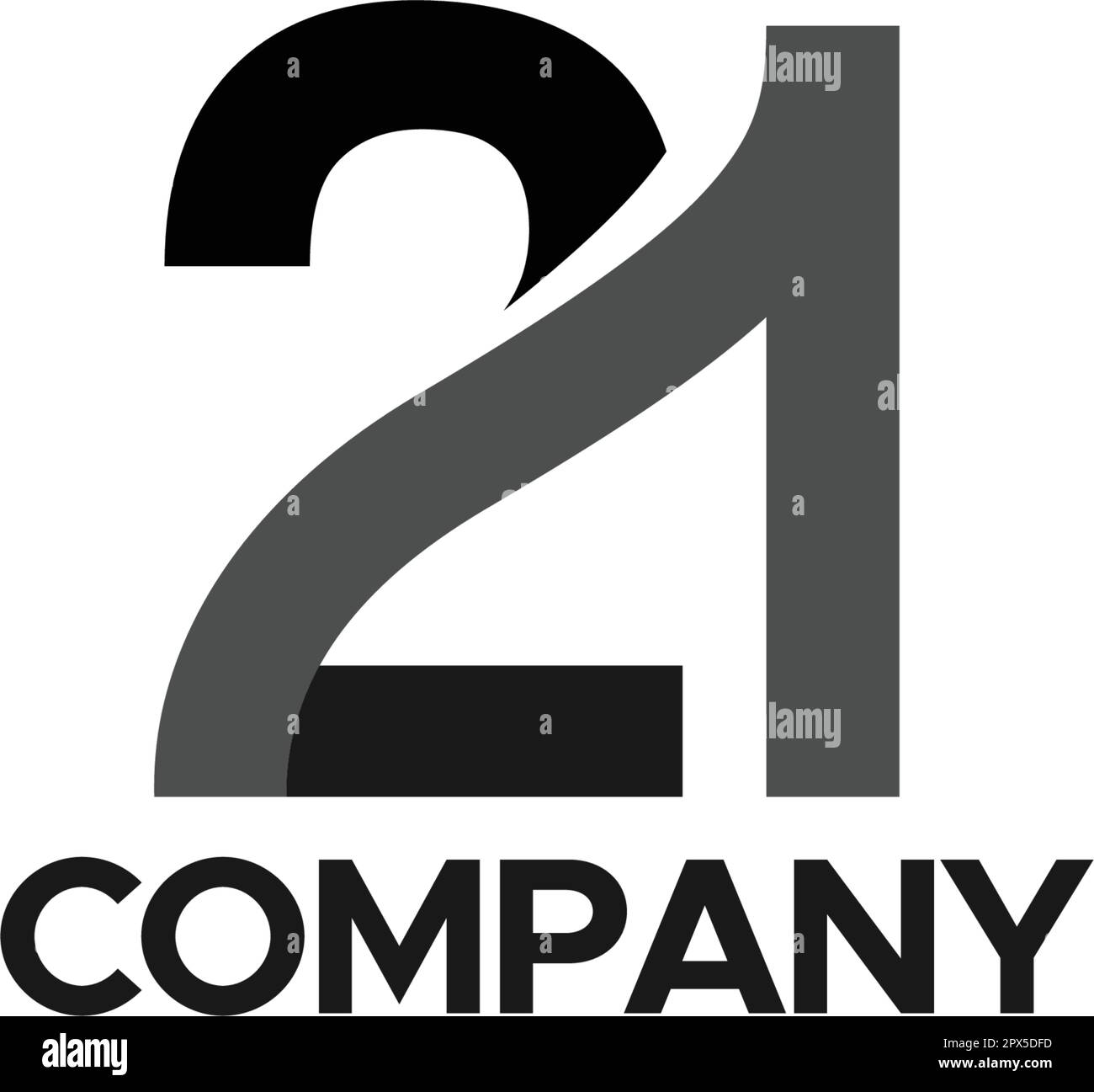 Minimalist Simple Number 21 COMPANY logo design Stock Vector