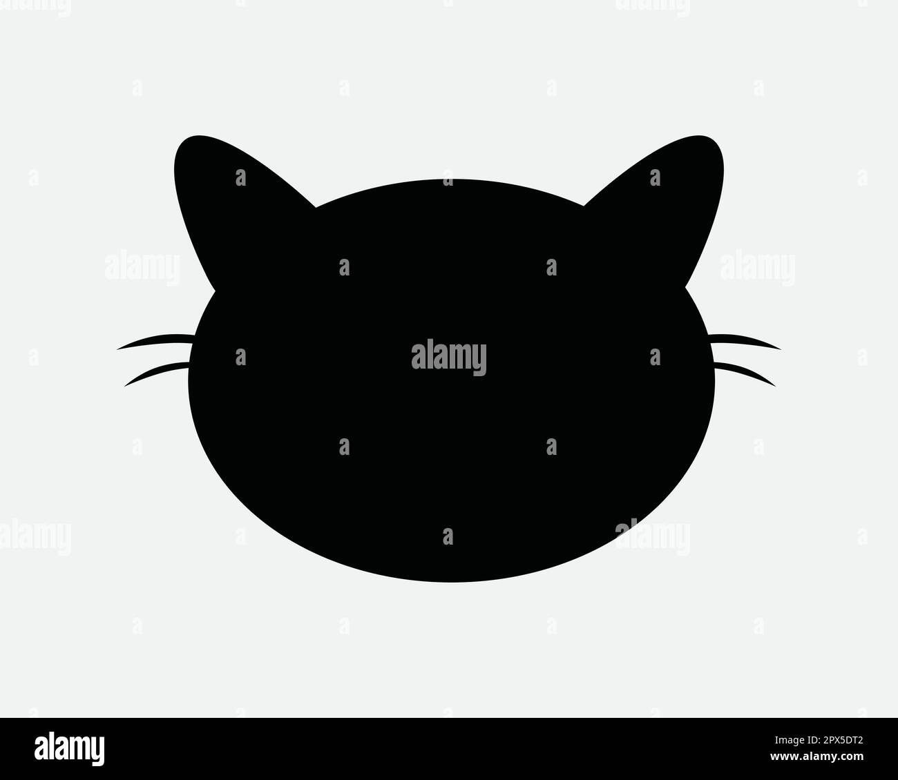 Cat Head Shape Icon. Black Silhouette Pet Animal Kitty Feline Kitten Face Character Blank Sign Symbol Artwork Graphic Illustration Clipart Vector Cric Stock Vector