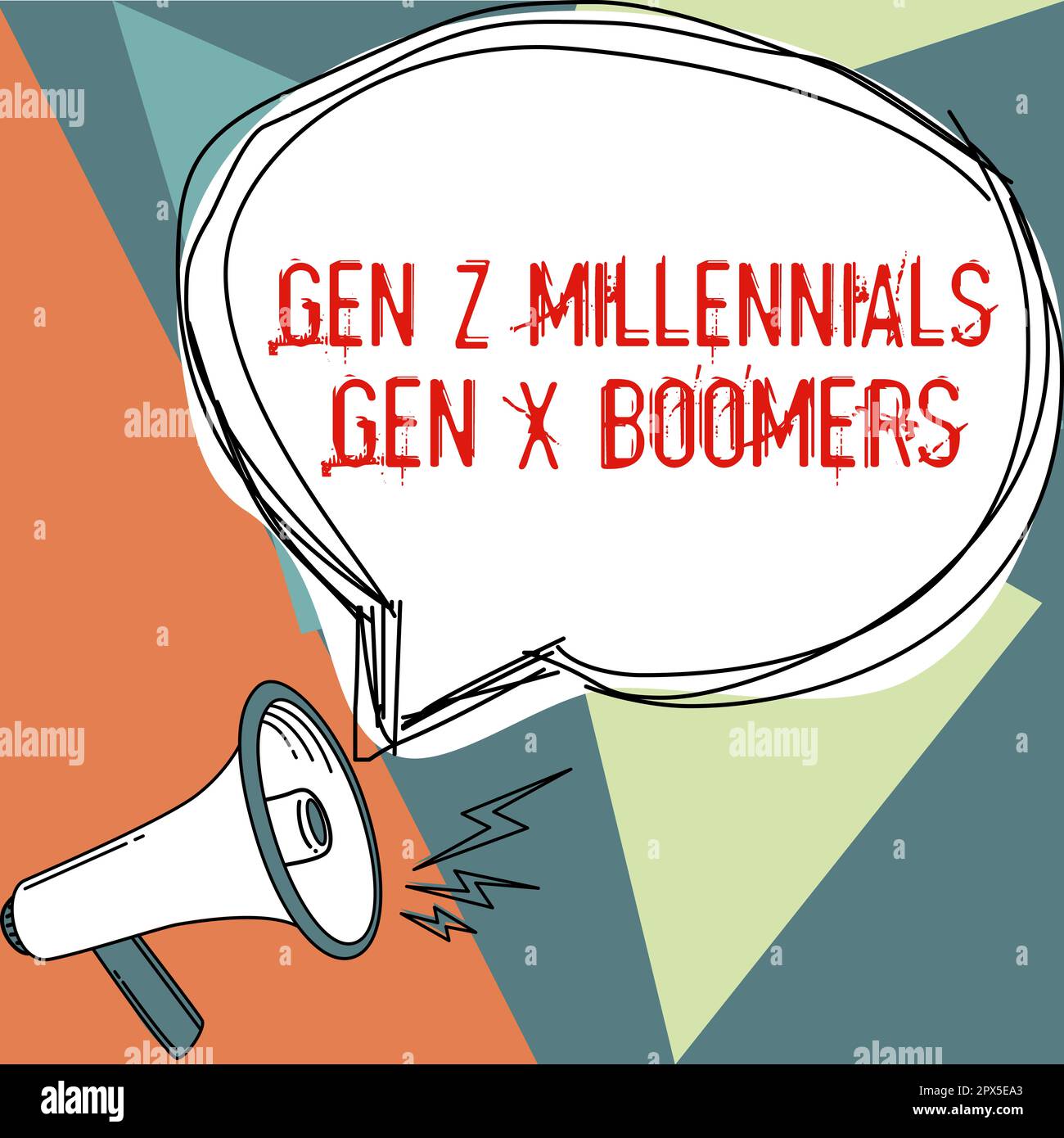 Handwriting text Gen Z Millennials Gen X Boomers, Internet Concept Generational differences Old Young people Stock Photo