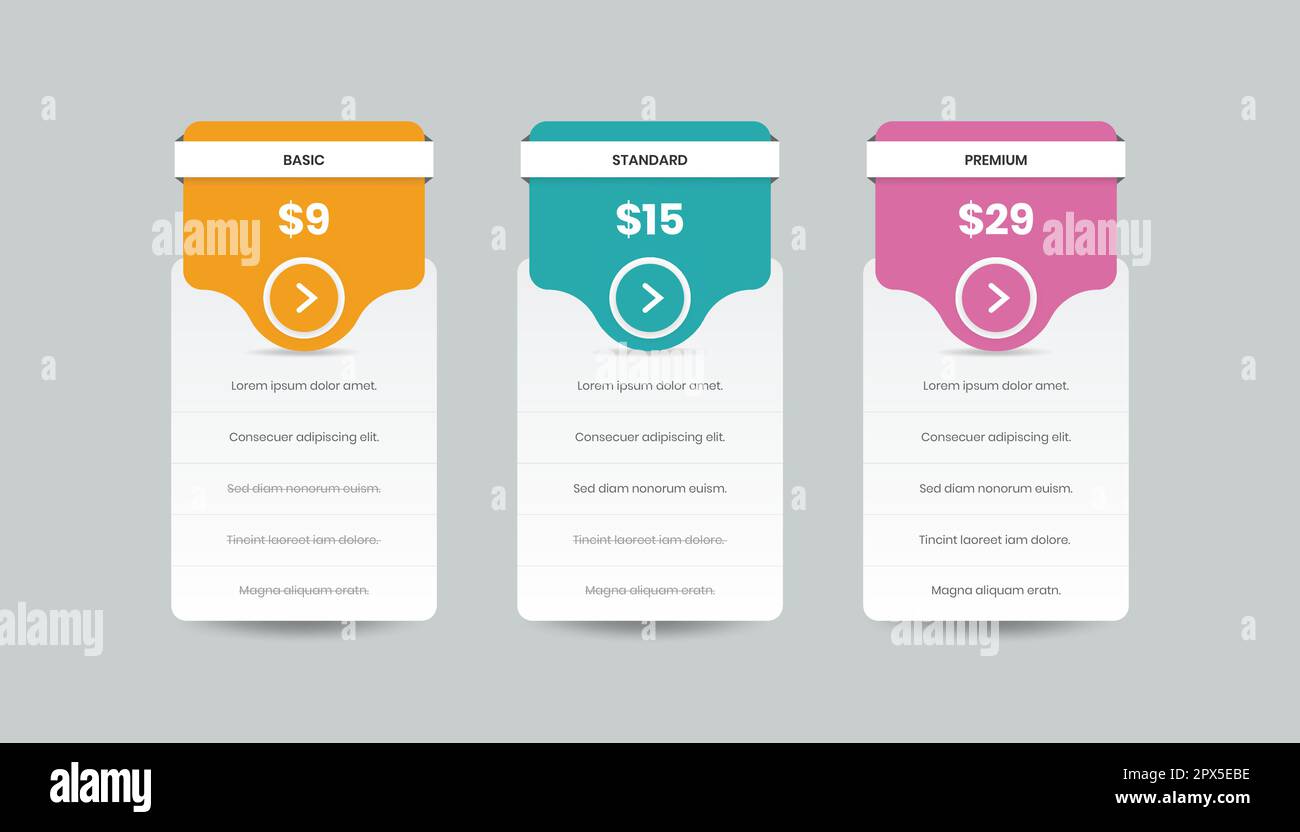 Minimal pricing comparison table web and mobile ui design element Stock ...