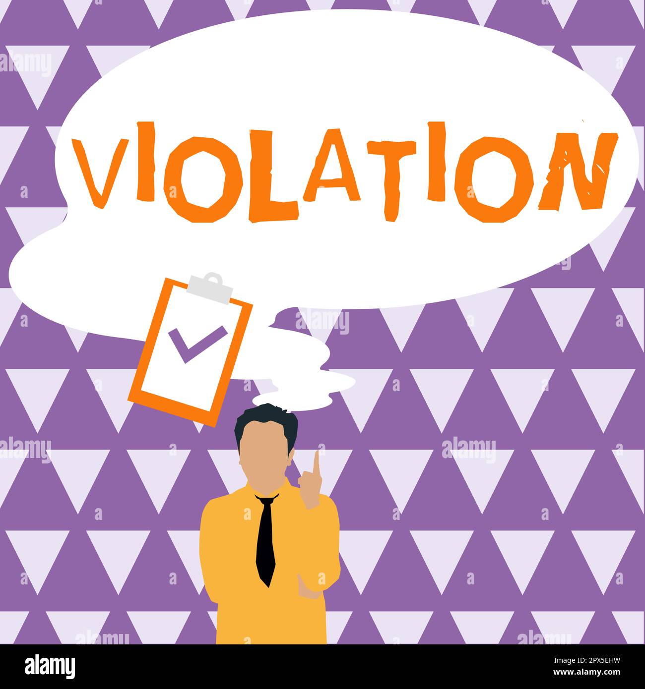 Hand writing sign Violation, Concept meaning an infringement of