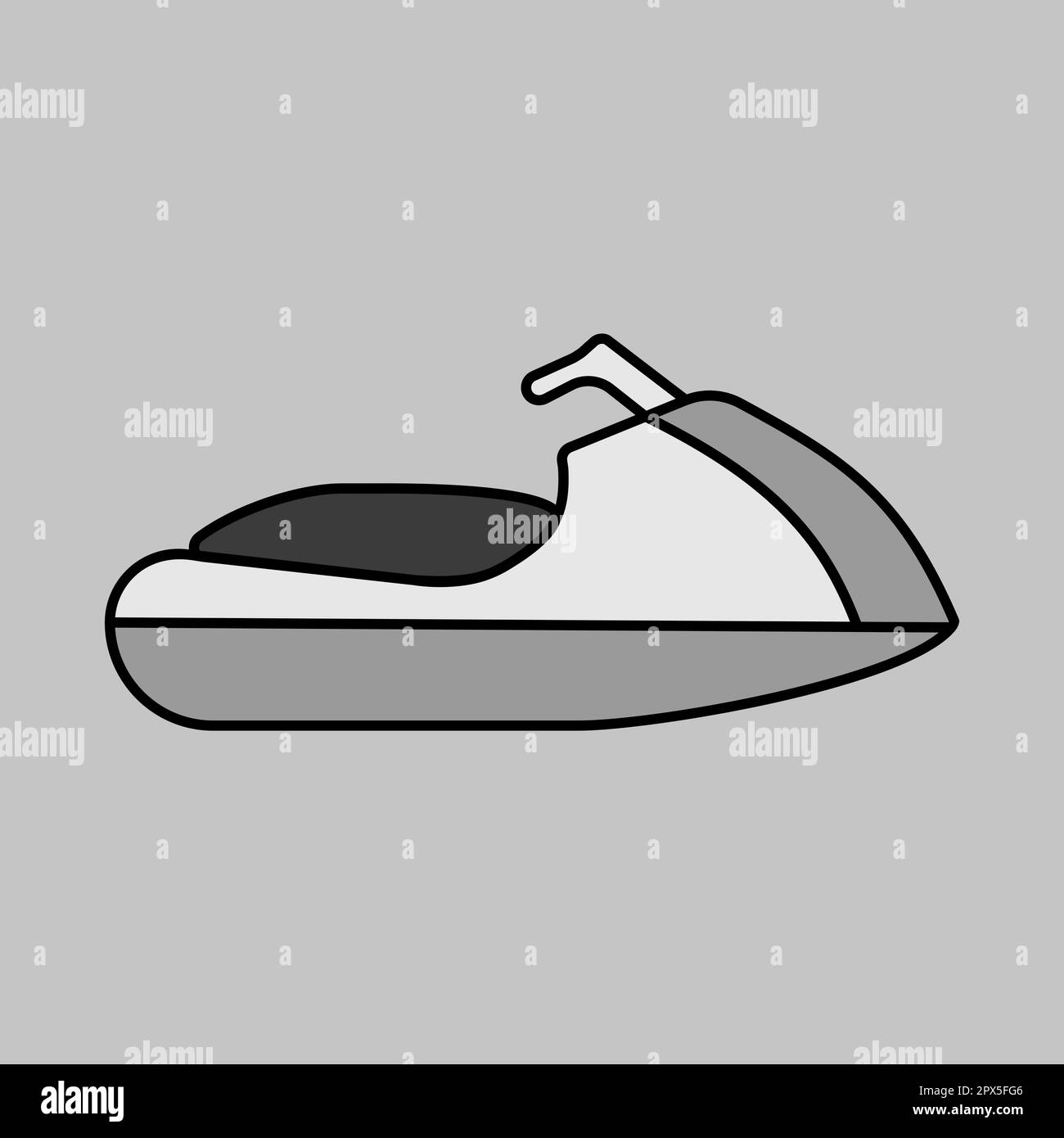 Fast water scooter and boat, luxury boat grayscale vector icon. Graph