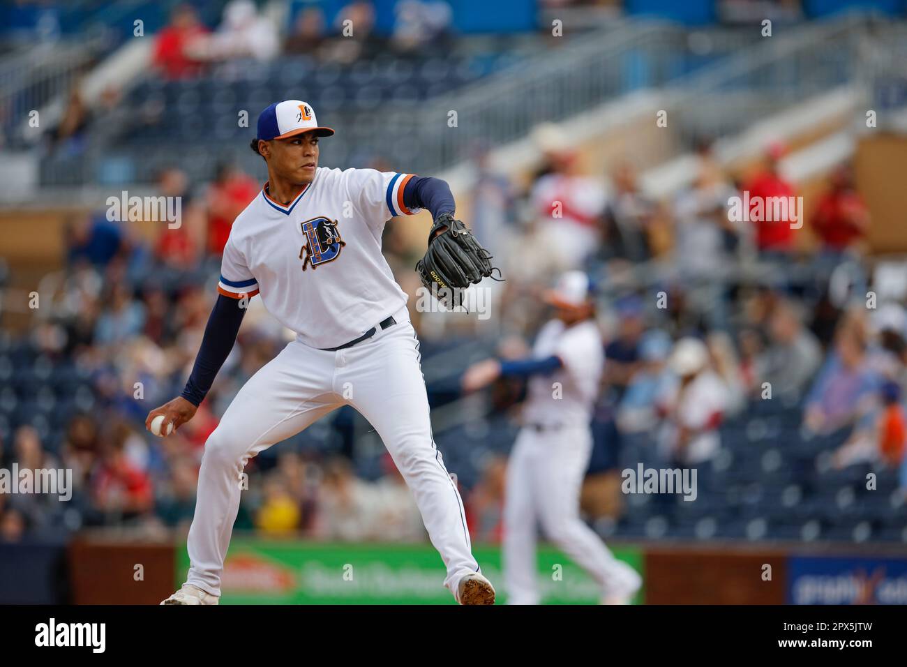 Durham, NC Durham Bulls starting pitcher Taj Bradley (26) delivers a