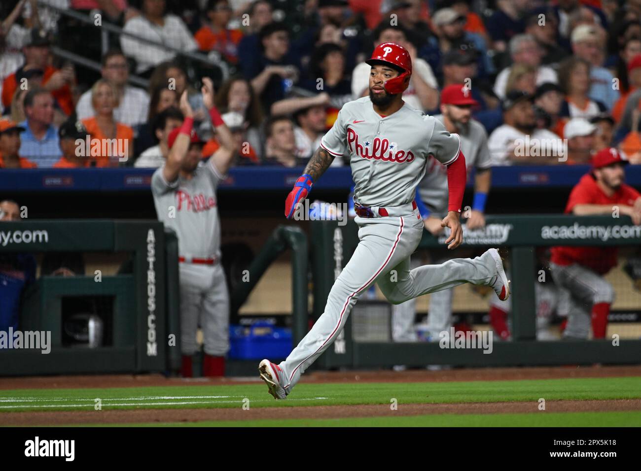 Philadelphia Phillies first baseman Kody Clemens (23) during a spring  training baseball game against the Philadelphia Phillies on March 26, 2023  at Ed Smith Stadium in Sarasota, Florida. (Mike Janes/Four Seam Images