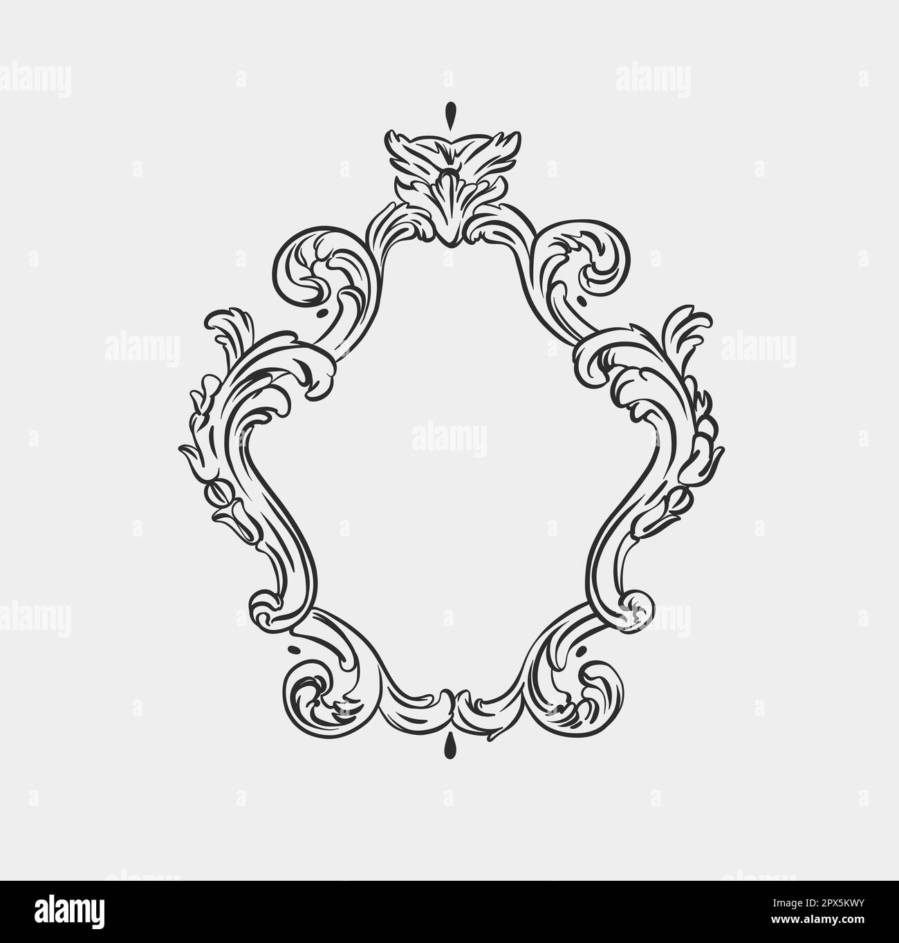 Hand drawn vector abstract outline,graphic,line art vintage baroque